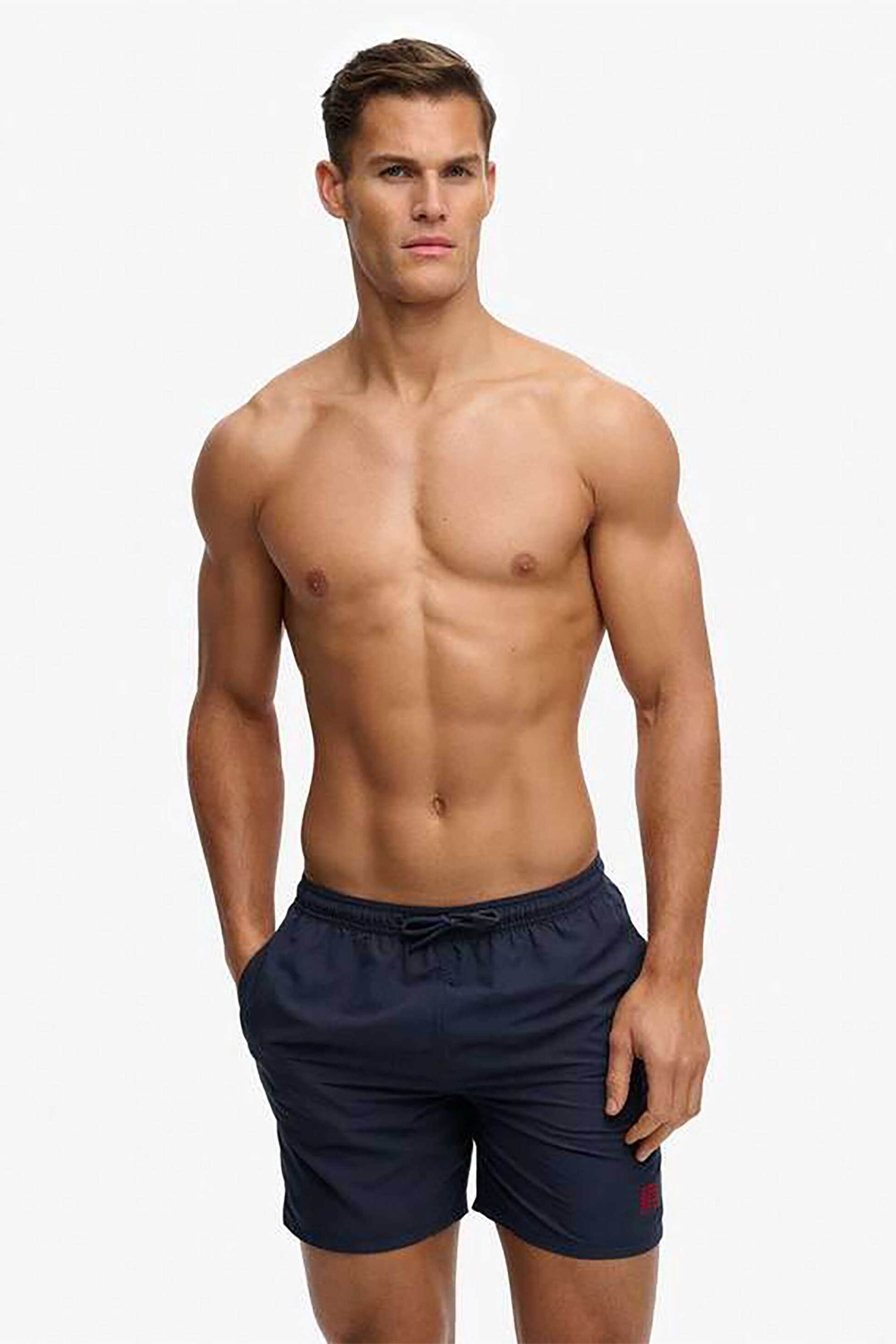 Superdry ανδρικό μαγιό σορτς 16" με κεντημένο λογότυπο Relaxed Fit "Essential" - M3010260A Μπλε Σκούρο