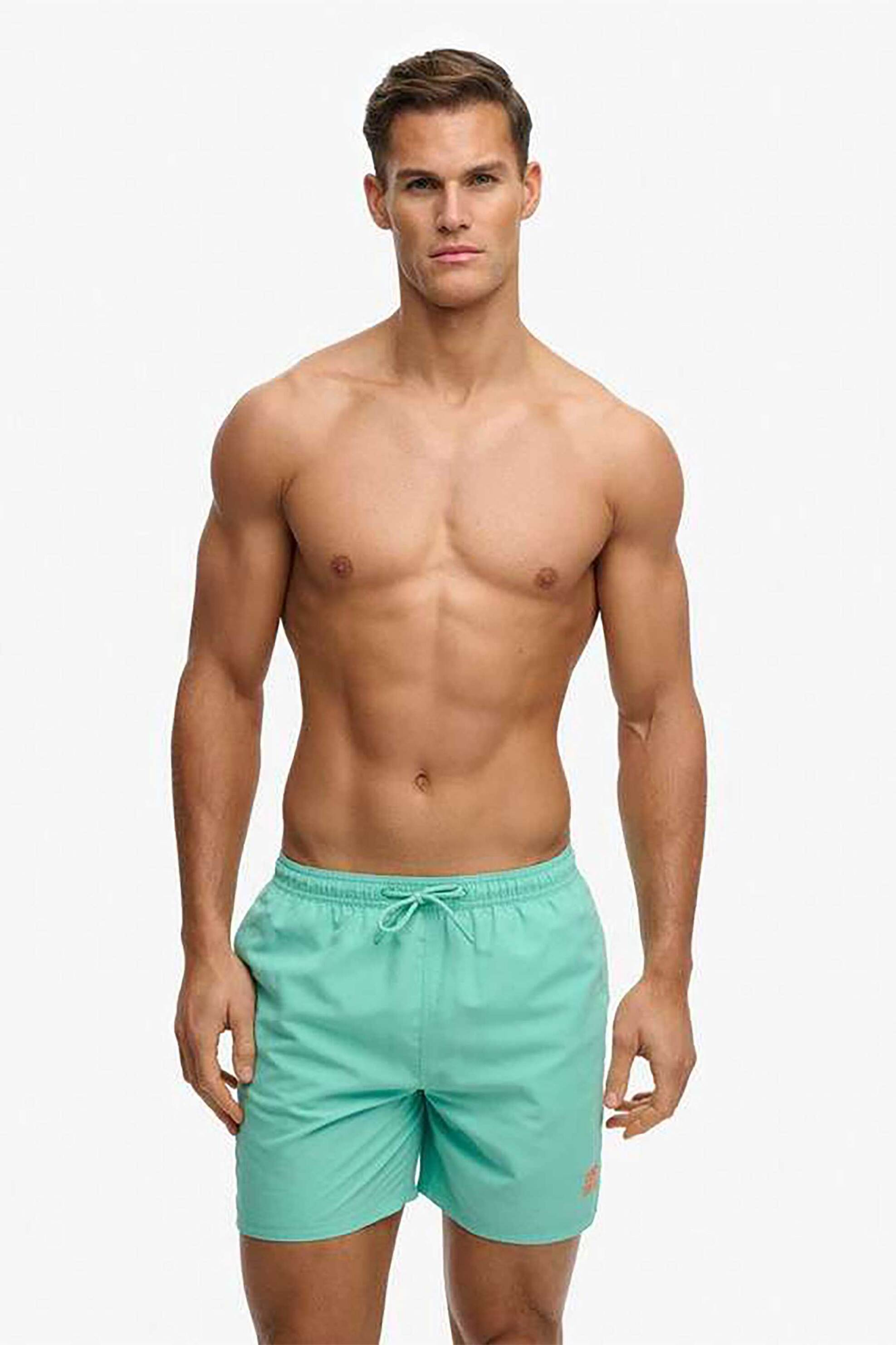 Superdry ανδρικό μαγιό σορτς 16" με κεντημένο λογότυπο Relaxed Fit "Essential" - M3010260A Βεραμάν