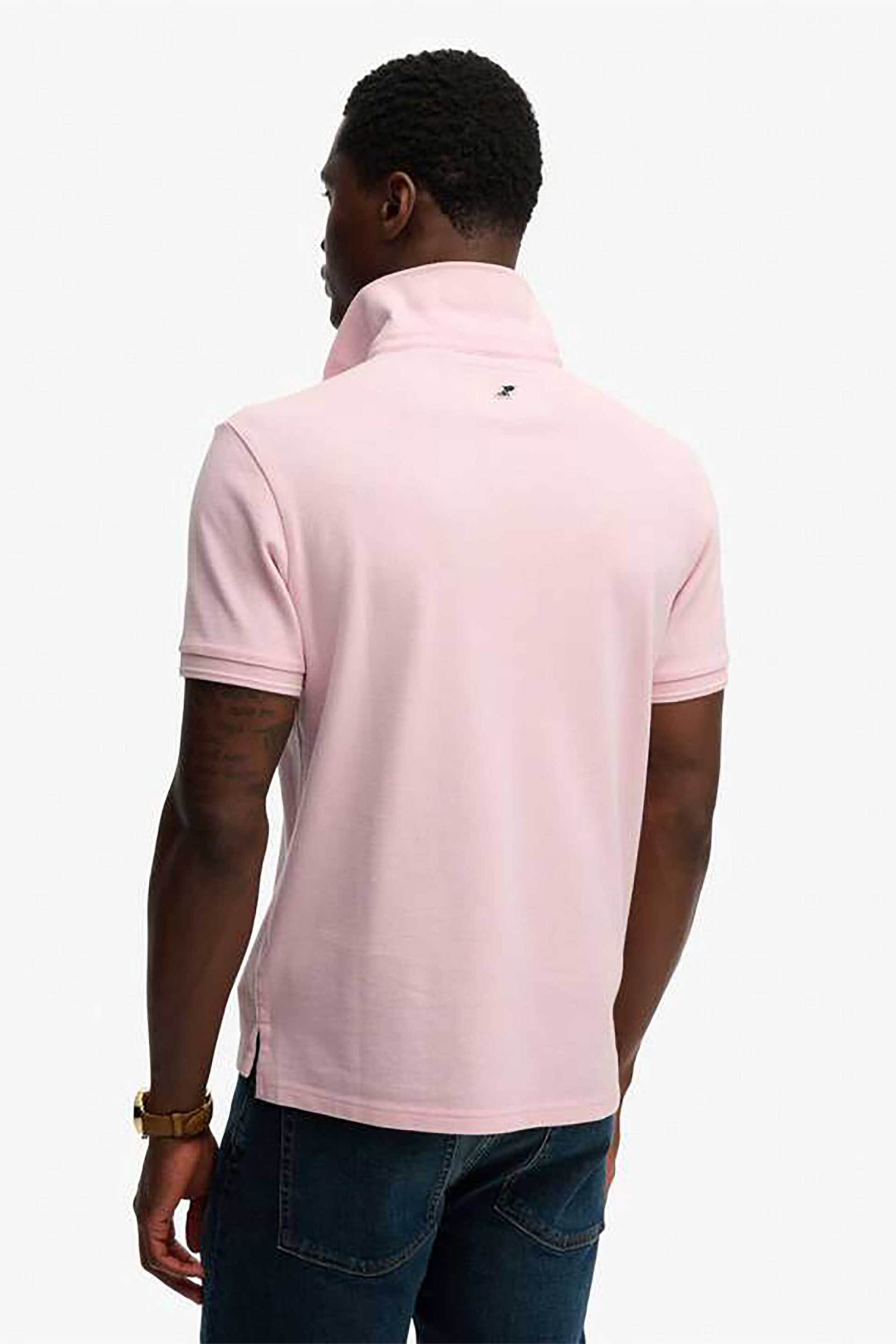 Superdry Ανδρική Μπλούζα Πόλο Πικέ με Λογότυπο Relaxed Fit Vintage Destroy - M1110452A Ροζ