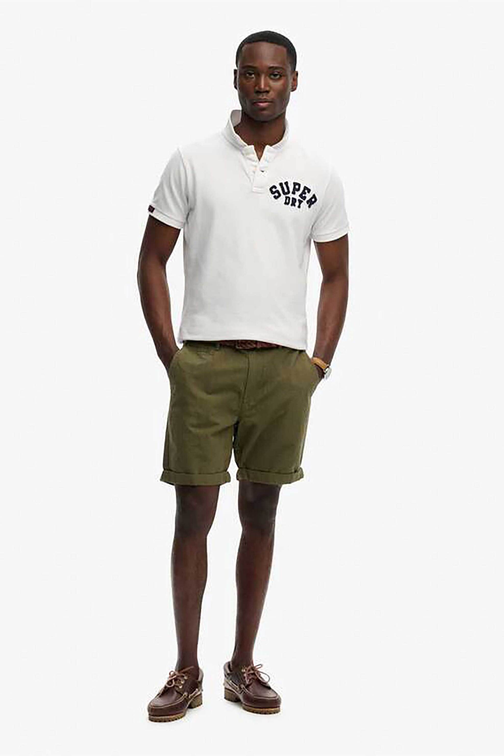 Superdry ανδρική βερμούδα chino Straight Fit "Premium Textured" - M7110487A Λαδί