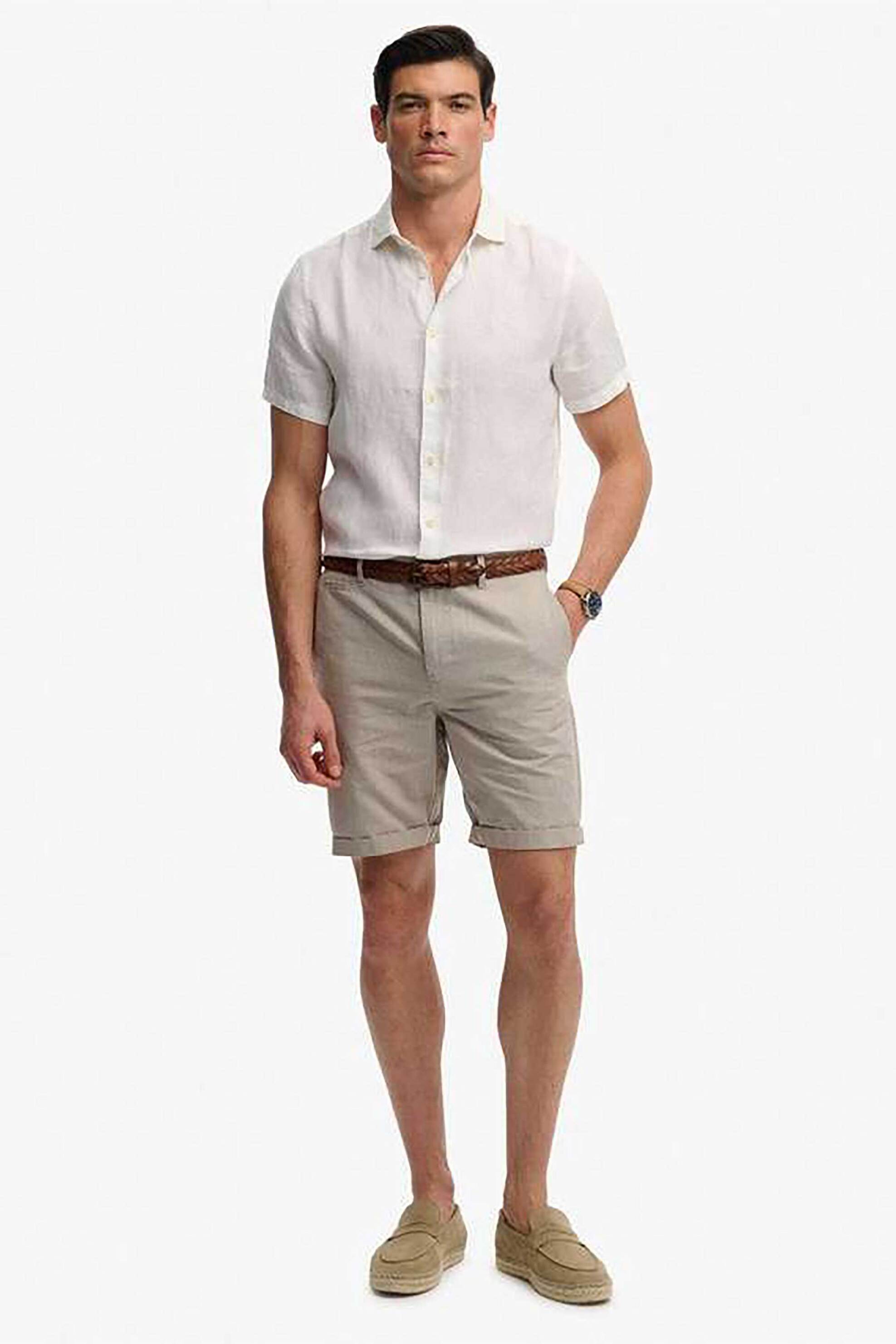 Superdry ανδρική βερμούδα chino Straight Fit "Premium Textured" - M7110487A Μπεζ
