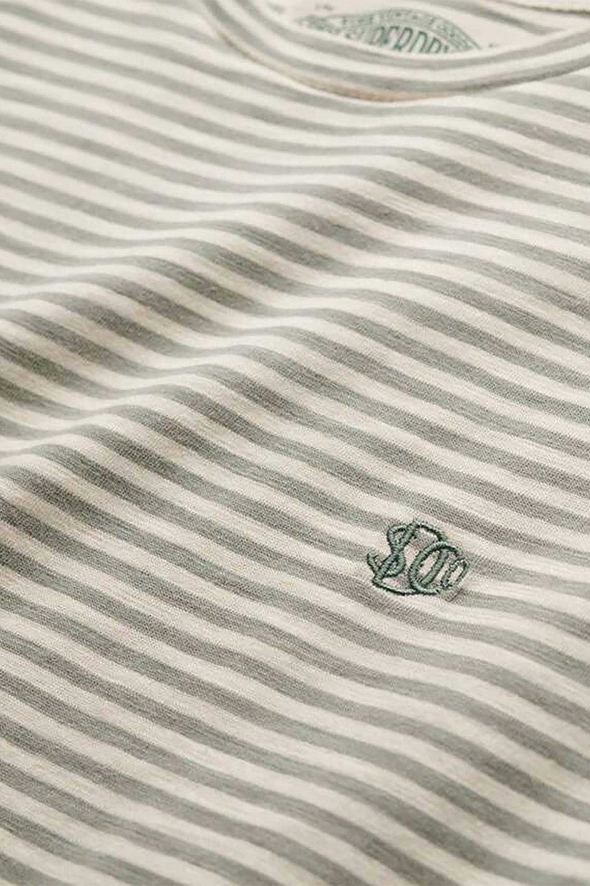 Superdry Ανδρικό T-Shirt με Ριγέ Σχέδιο Και Κεντημένο Λογότυπο Relaxed Fit Classic Essential - M1012346A Λαδί