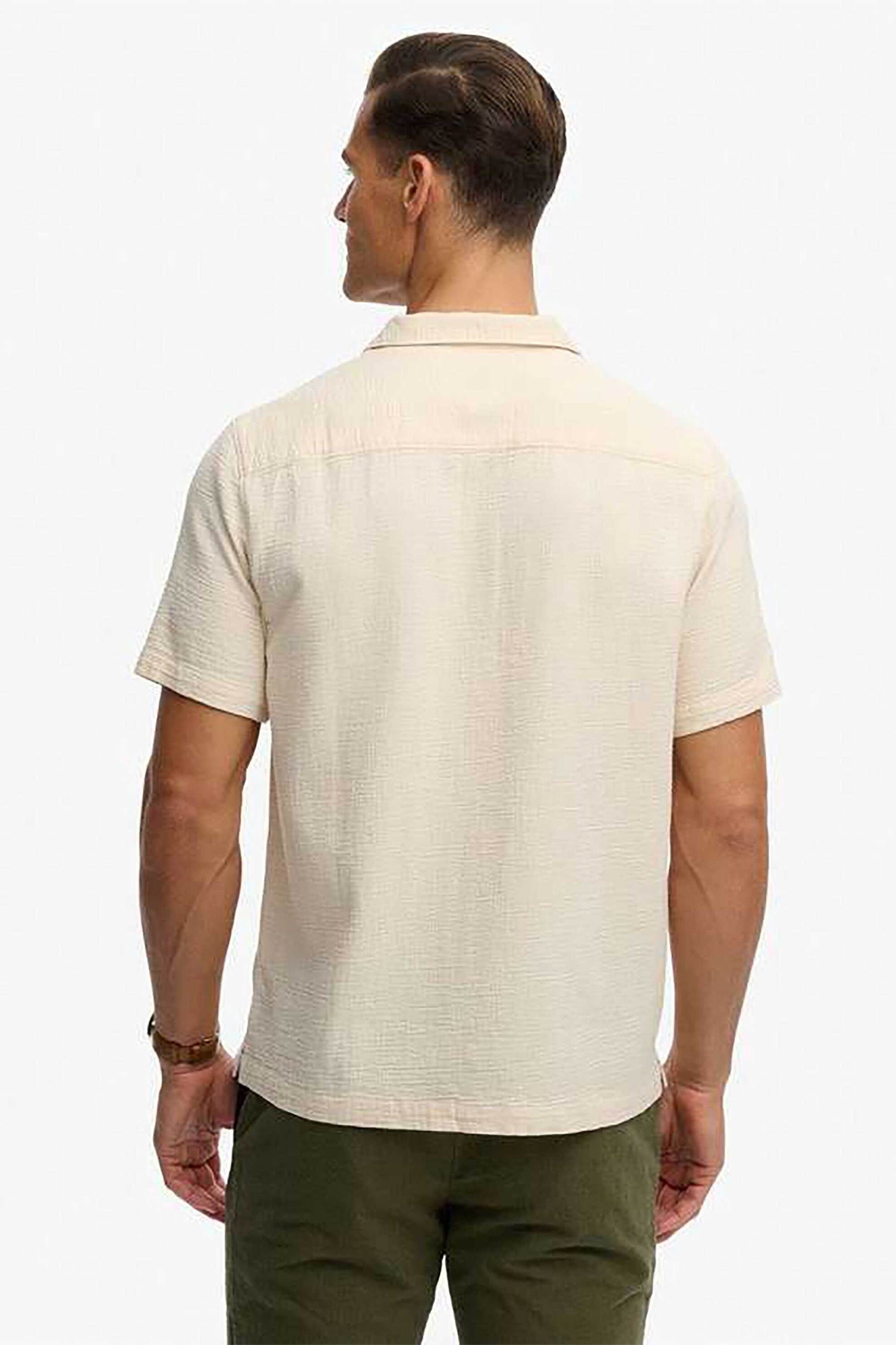 Superdry Ανδρικό Πουκάμισο Textured με Τσέπες Relaxed Fit The Merchant Store - M4011123A Μπεζ