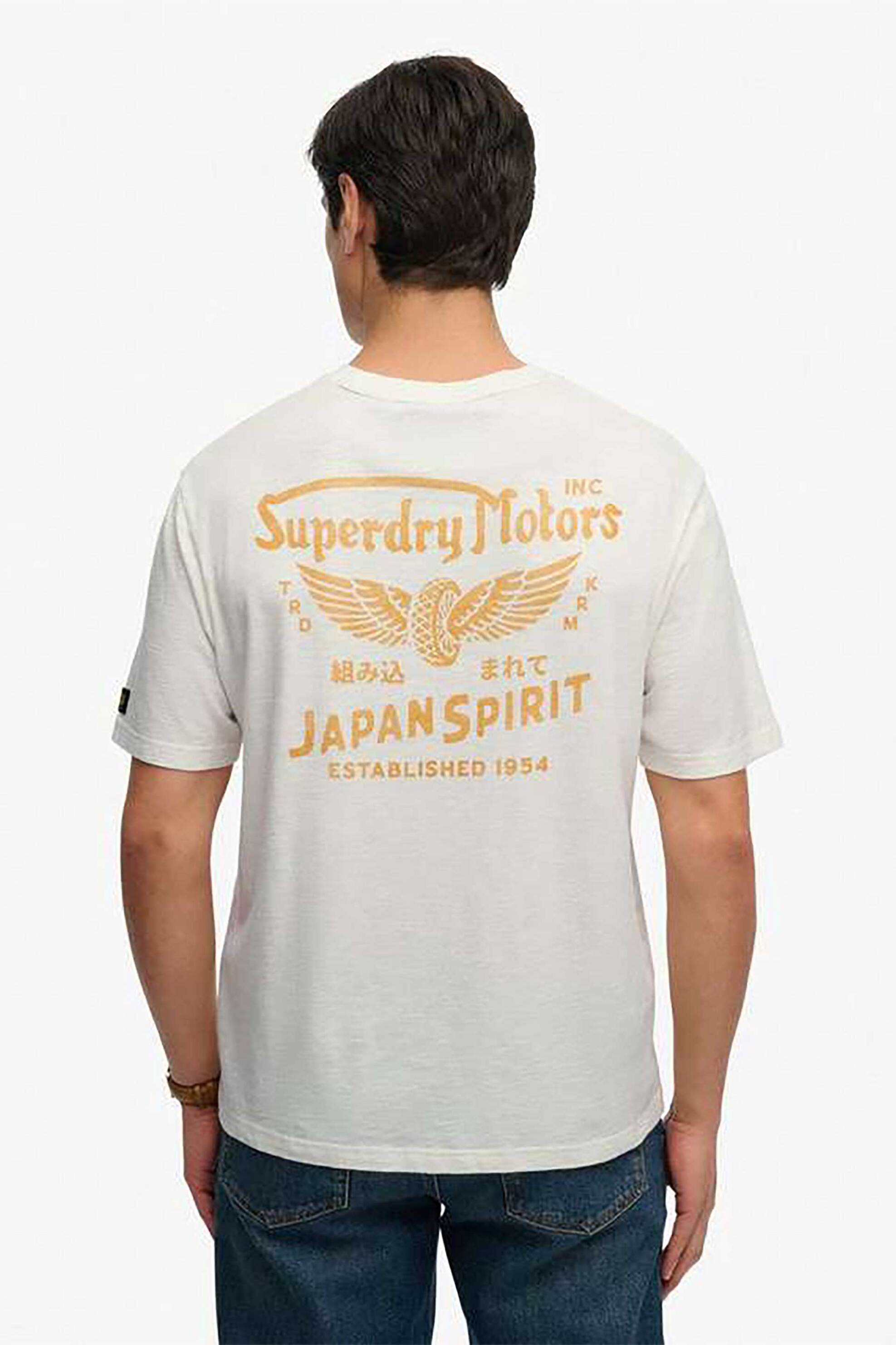 Superdry Ανδρικό T-Shirt με Print Loose Fit Heritage Biker - M1012350A Λευκό