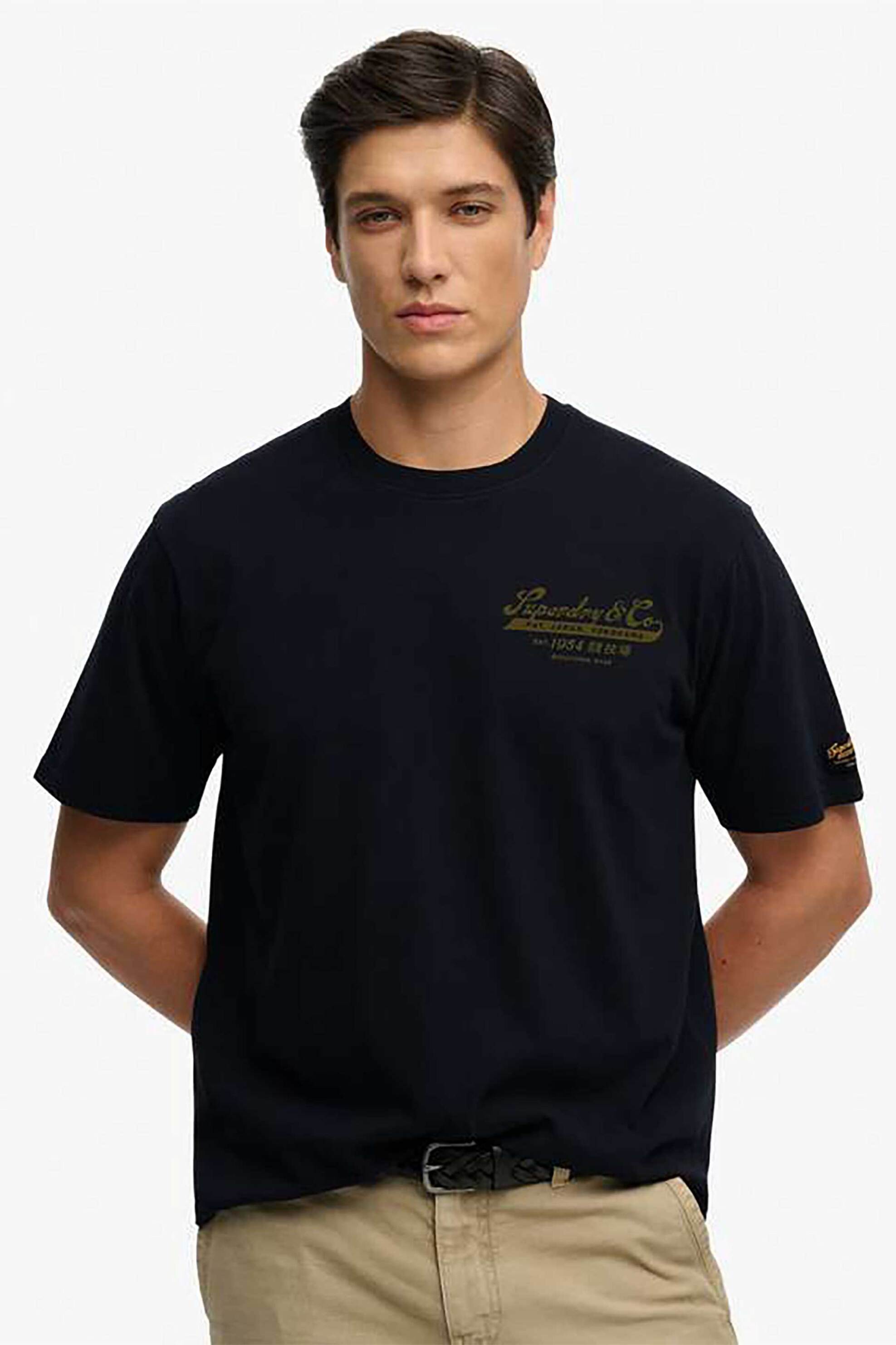 Superdry ανδρικό T-shirt με print Loose Fit “Heritage Biker” – M1012350A Μαύρο