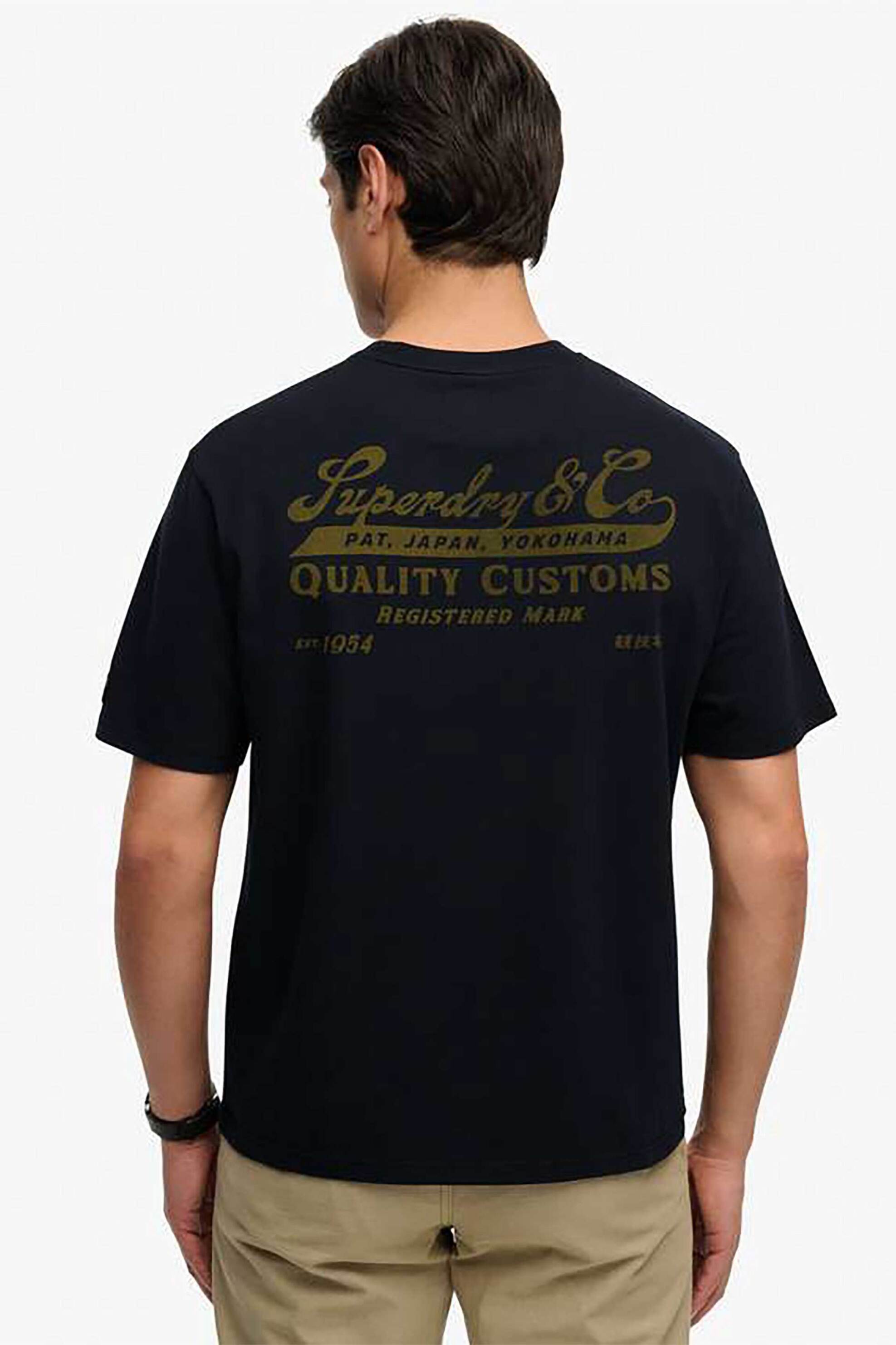 Superdry Ανδρικό T-Shirt με Print Loose Fit Heritage Biker - M1012350A Μαύρο