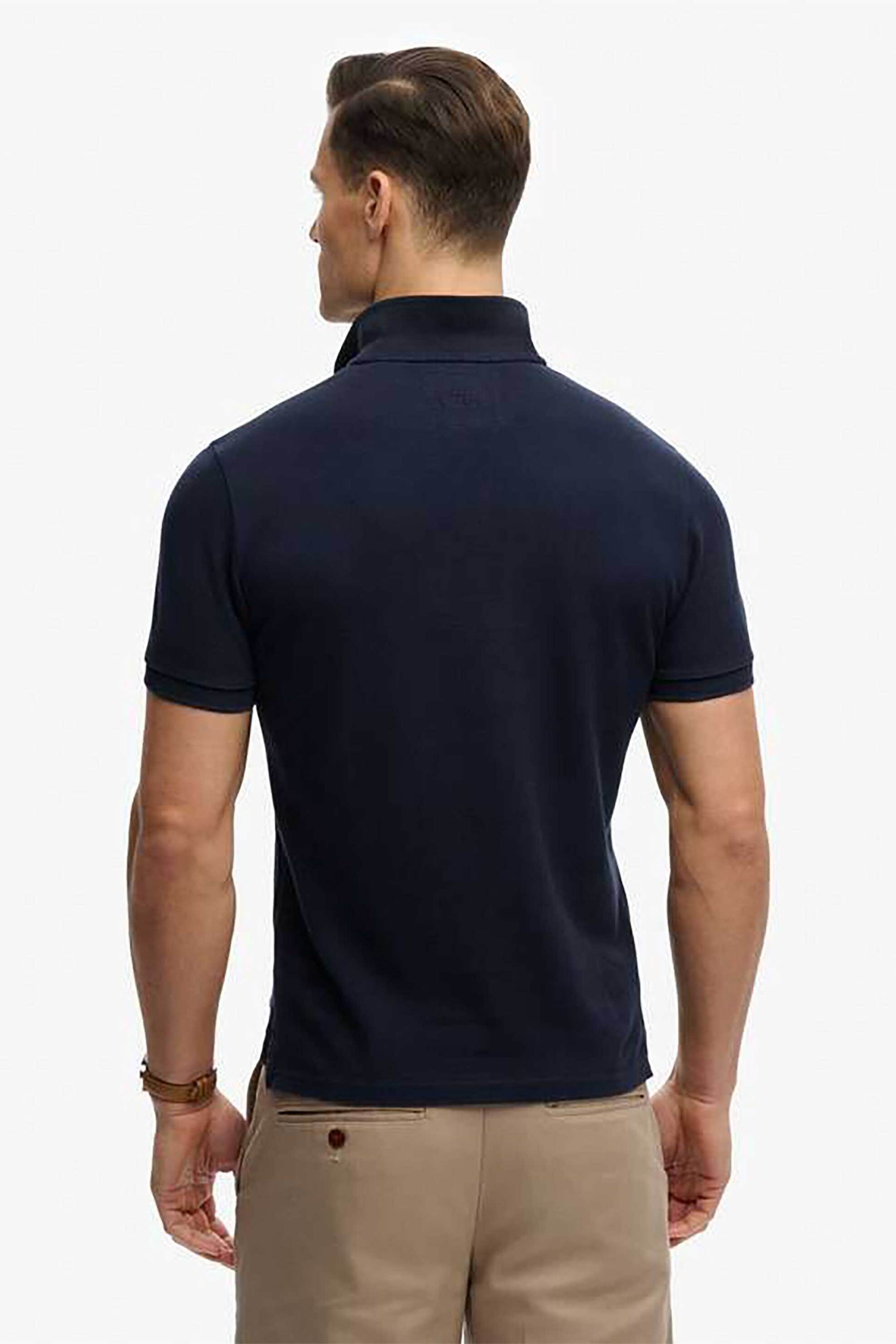 Superdry Ανδρική Μπλούζα Πόλο με Κεντημένο Badge Relaxed Fit Crest - M1110466A Μπλε Σκούρο
