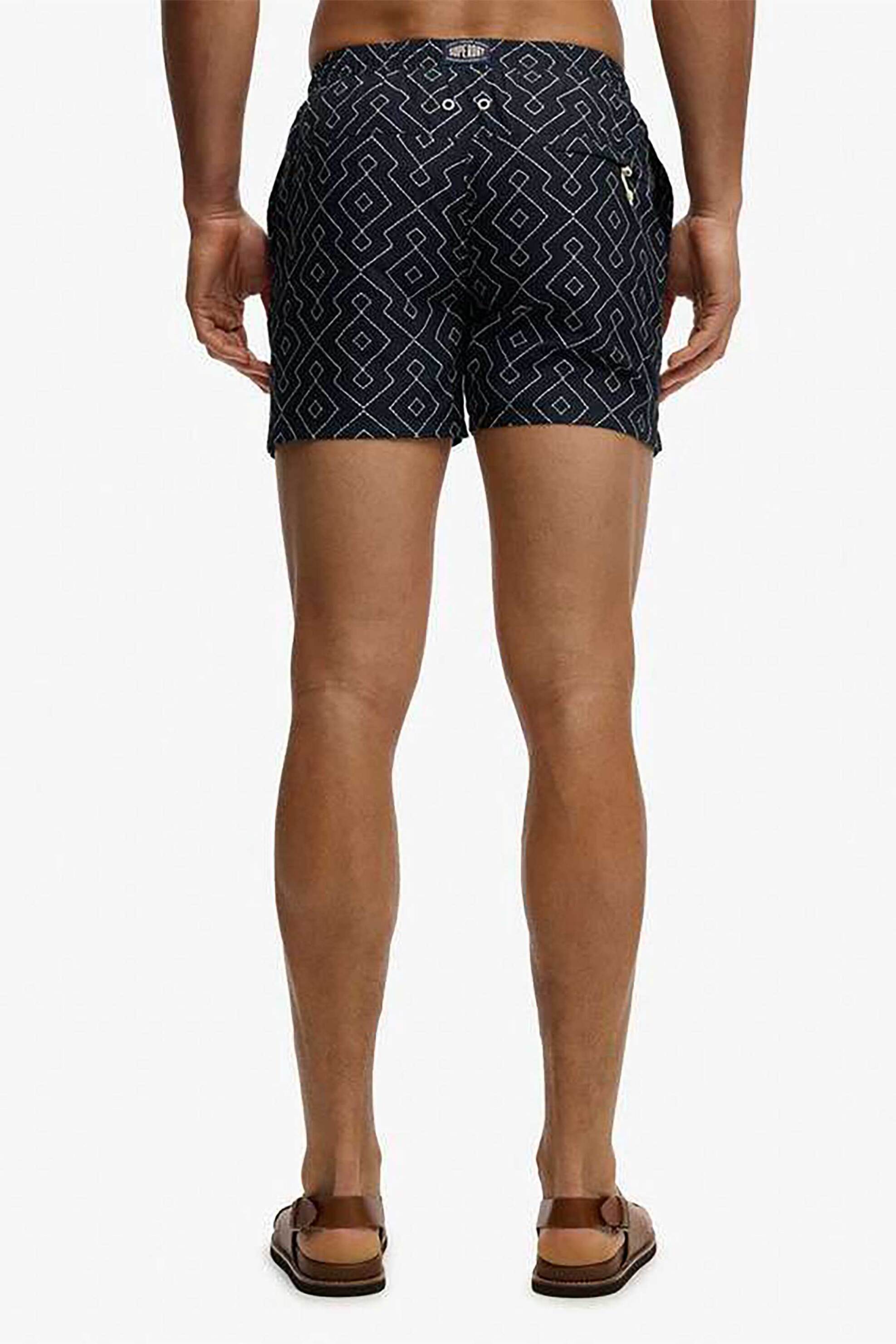 Superdry Ανδρικό Μαγιό Σορτς 15 με All-Over Print Και Κεντημένο Λογότυπο Relaxed Fit Premium Printed - M3010262A Μπλε Σκούρο