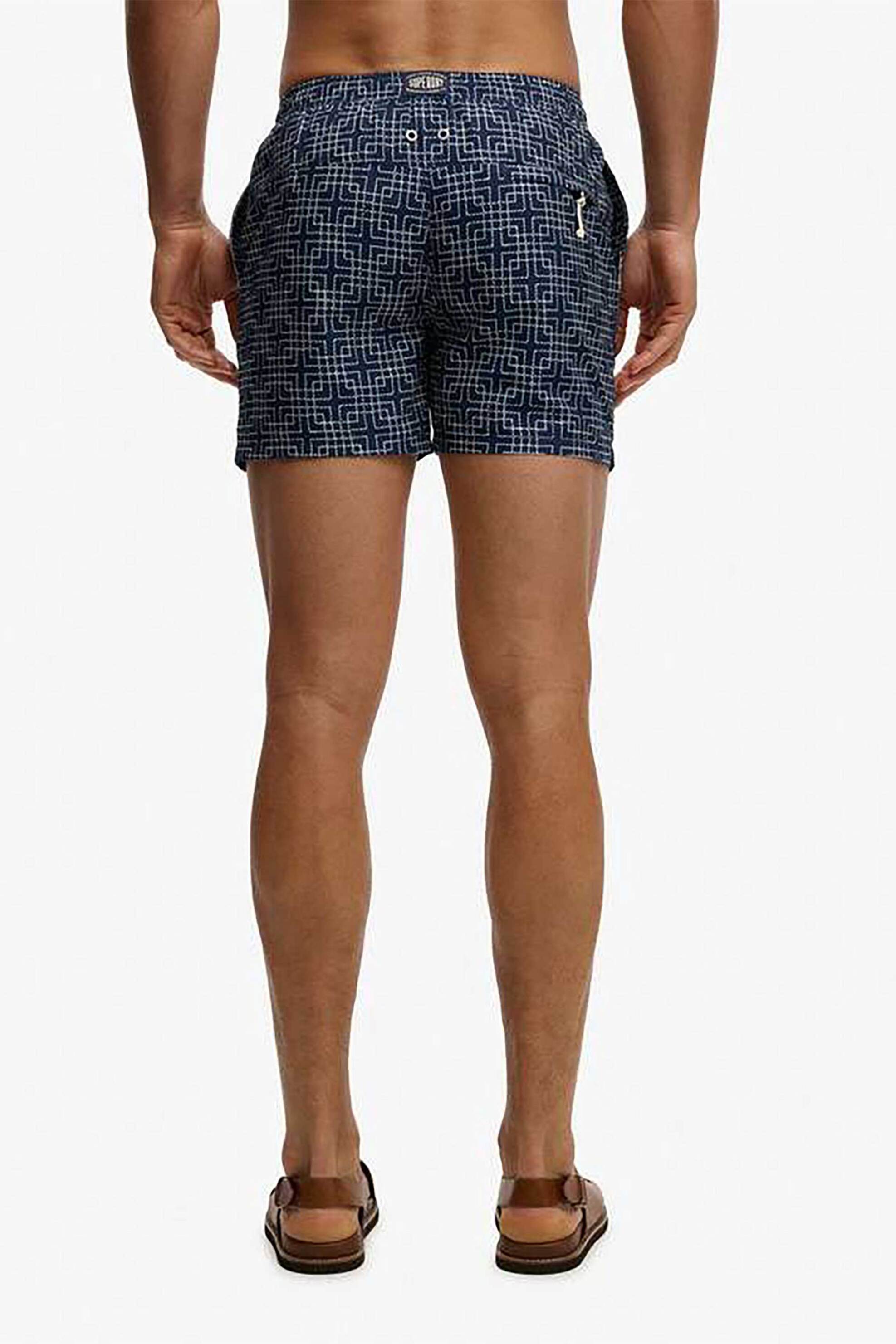 Superdry Ανδρικό Μαγιό Σορτς 15 με All-Over Print Και Κεντημένο Λογότυπο Relaxed Fit Premium Printed - M3010262A Μπλε Navy