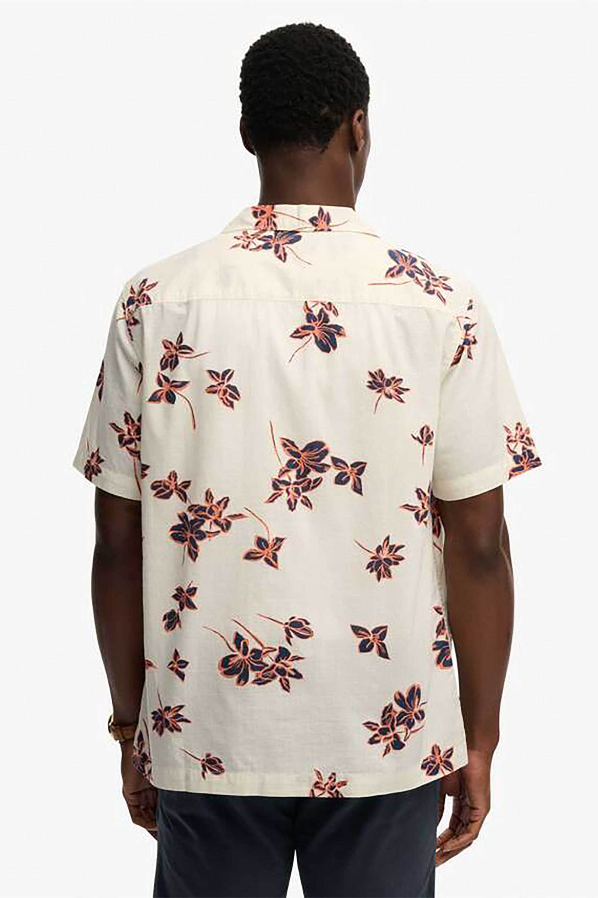 Superdry Ανδρικό Κοντομάνικο Πουκάμισο με All-Over Print Relaxed Fit Cabana Poolside - M4011136A Εκρού