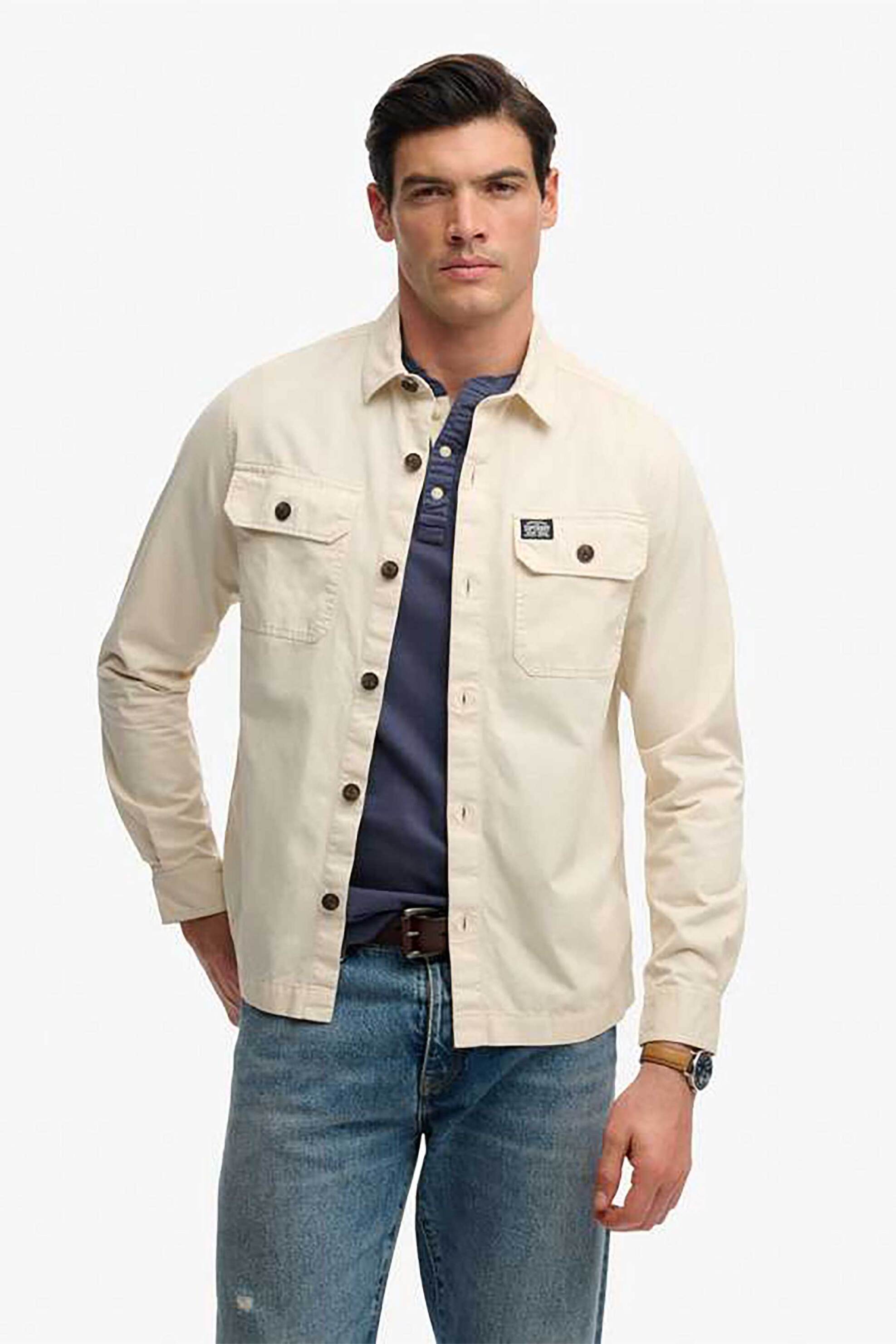 Superdry ανδρικό overshirt με τσέπες Relaxed Fit "Two Pocket" - M4011127A Μπεζ