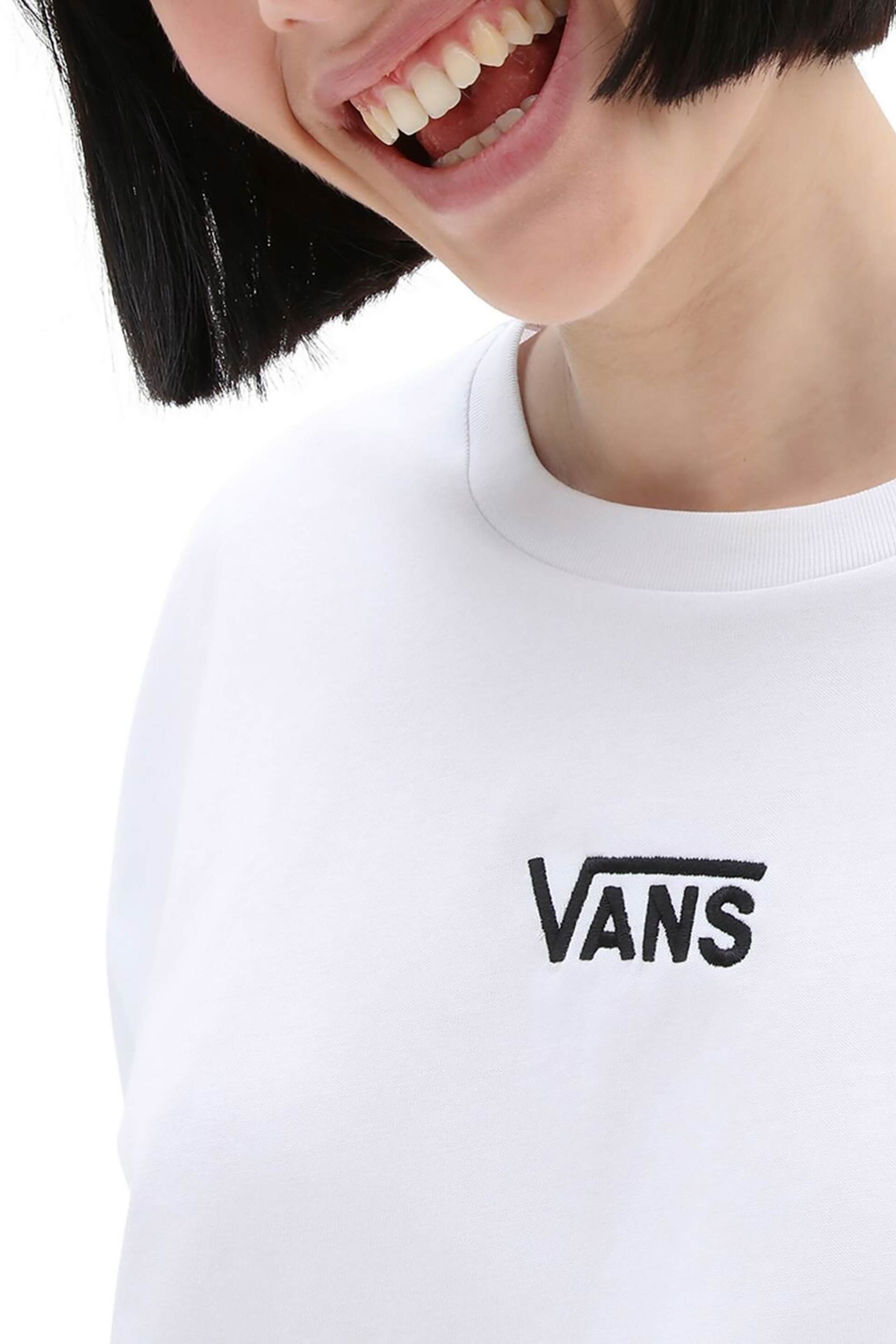 Vans γυναικείο βαμβακερό T-shirt μονόχρωμο με contrast κεντημένο λογότυπο "Flying V" - VN0A7YUTWHT1 Λευκό φωτογραφία