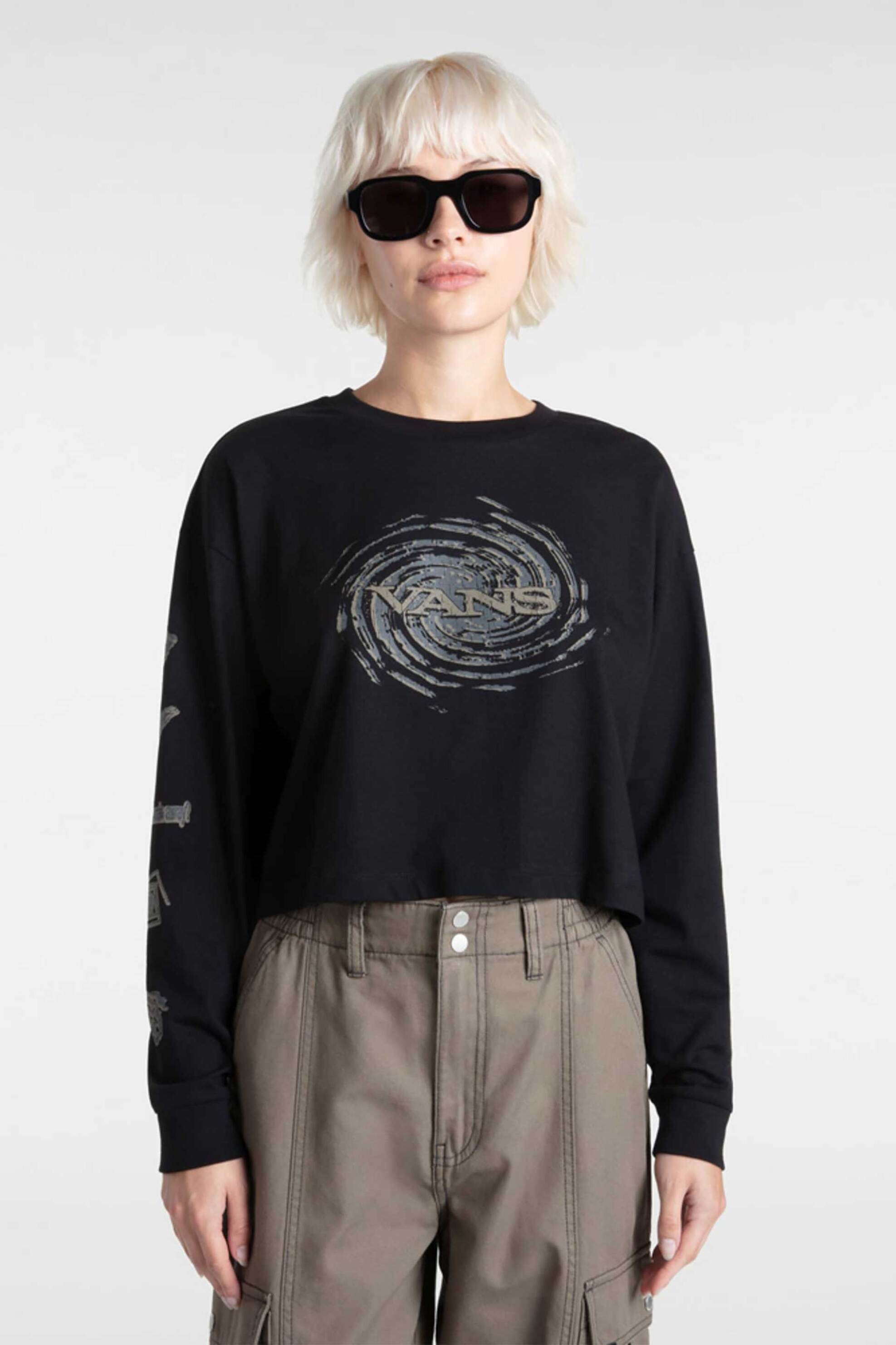 Vans Vans γυναικέια μακρυμάνικη μπλούζα cropped με logo print Loose Fit 