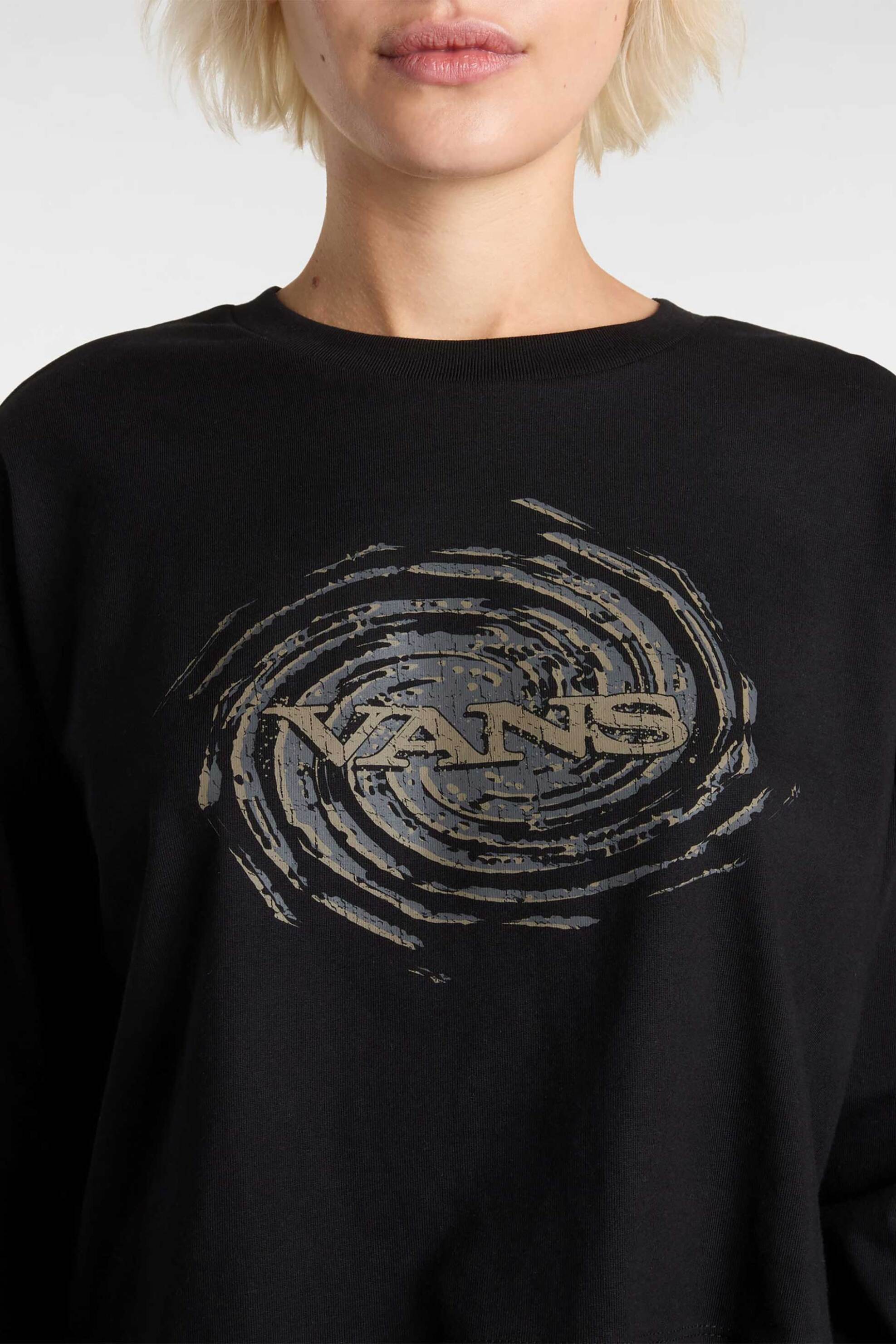Vans γυναικέια μακρυμάνικη μπλούζα cropped με logo print Loose Fit "Breaker" - VN000MDBBLK1 Μαύρο φωτογραφία