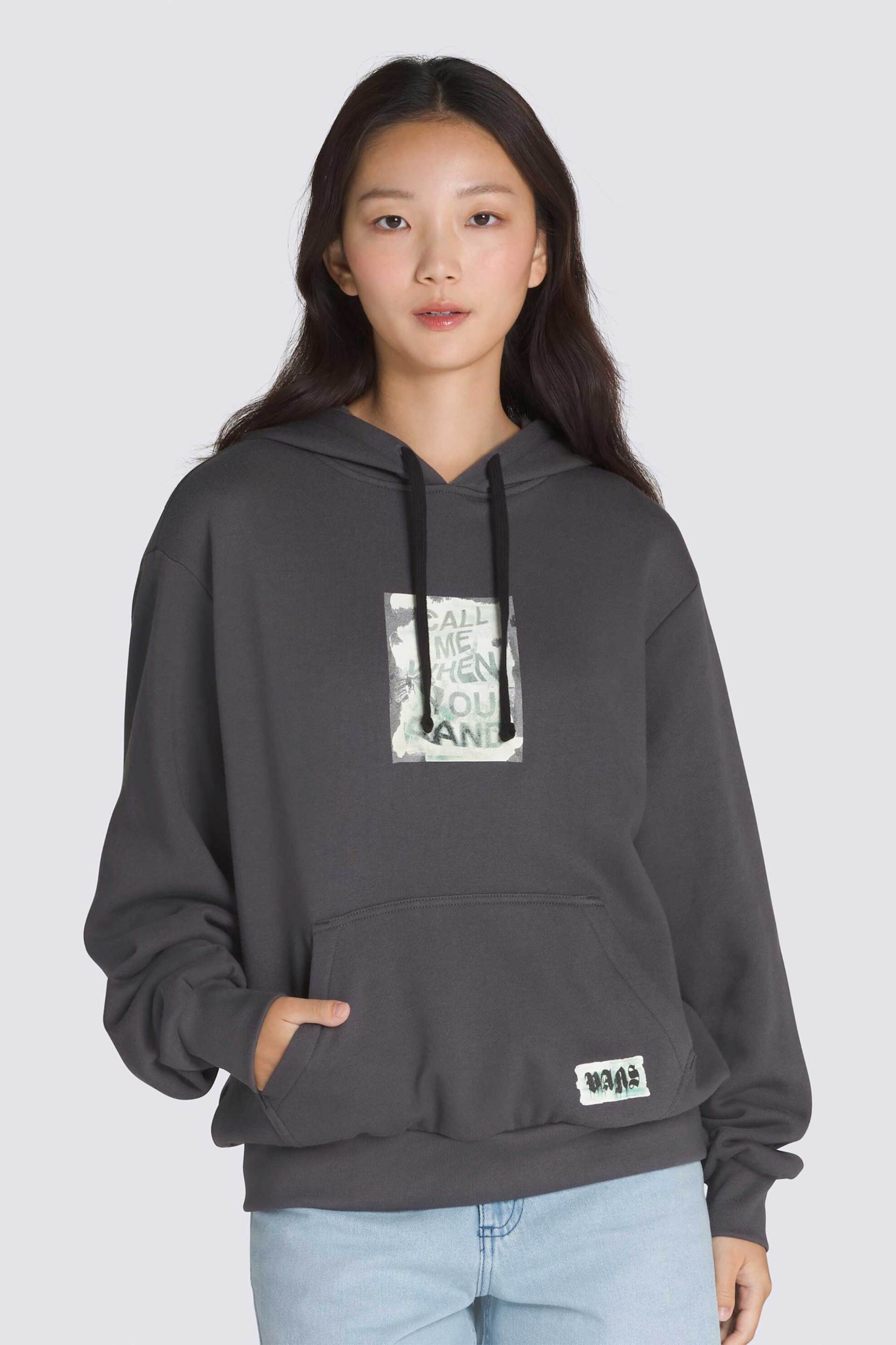 Vans Vans γυναικεία μπλούζα φούτερ με print και κουκούλα - VN000MAB1O71 Ανθρακί 2025