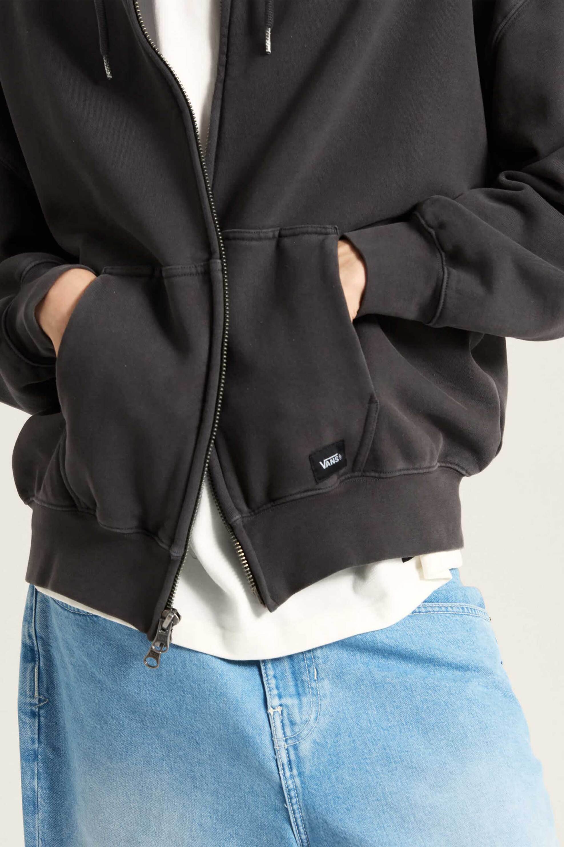 Vans ανδρική ζακέτα φούτερ με κουκούλα και vintage overdye wash "Premium" - VN000P98EMV1 Μαύρο φωτογραφία