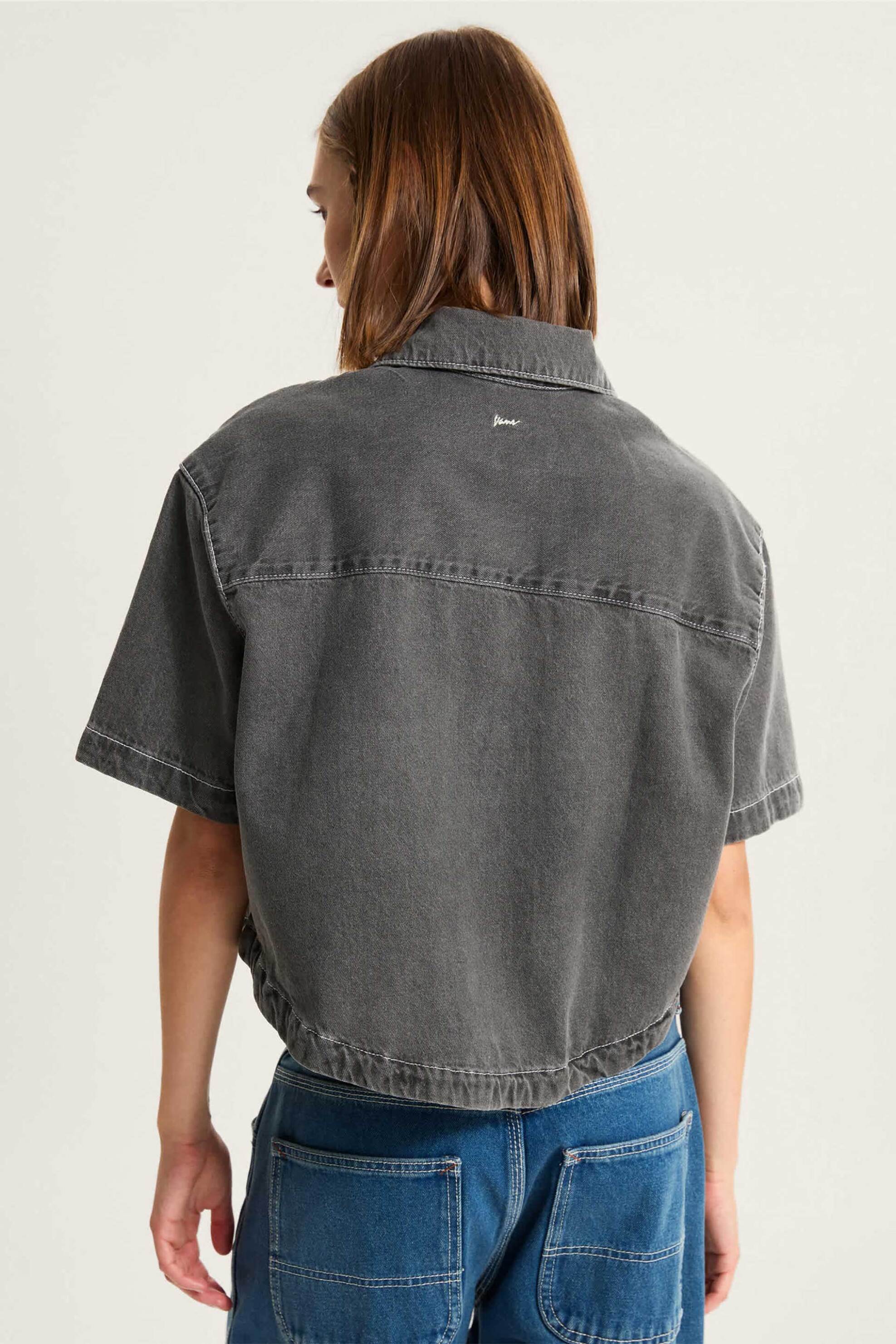 Vans γυναικείο denim πουκάμισο cropped Boxy Fit "Natalie" - VN000Q0YY7J1 Ανθρακί φωτογραφία