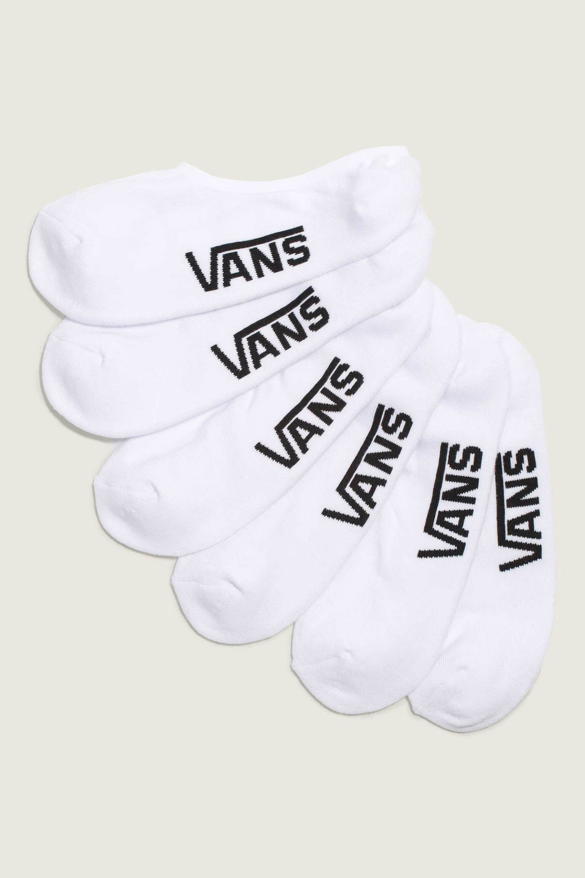 Vans unisex σετ κοντές κάλτσες με λογότυπο Classic No Show (3 τεμάχια) - VN000QBZWHT1 Λευκό