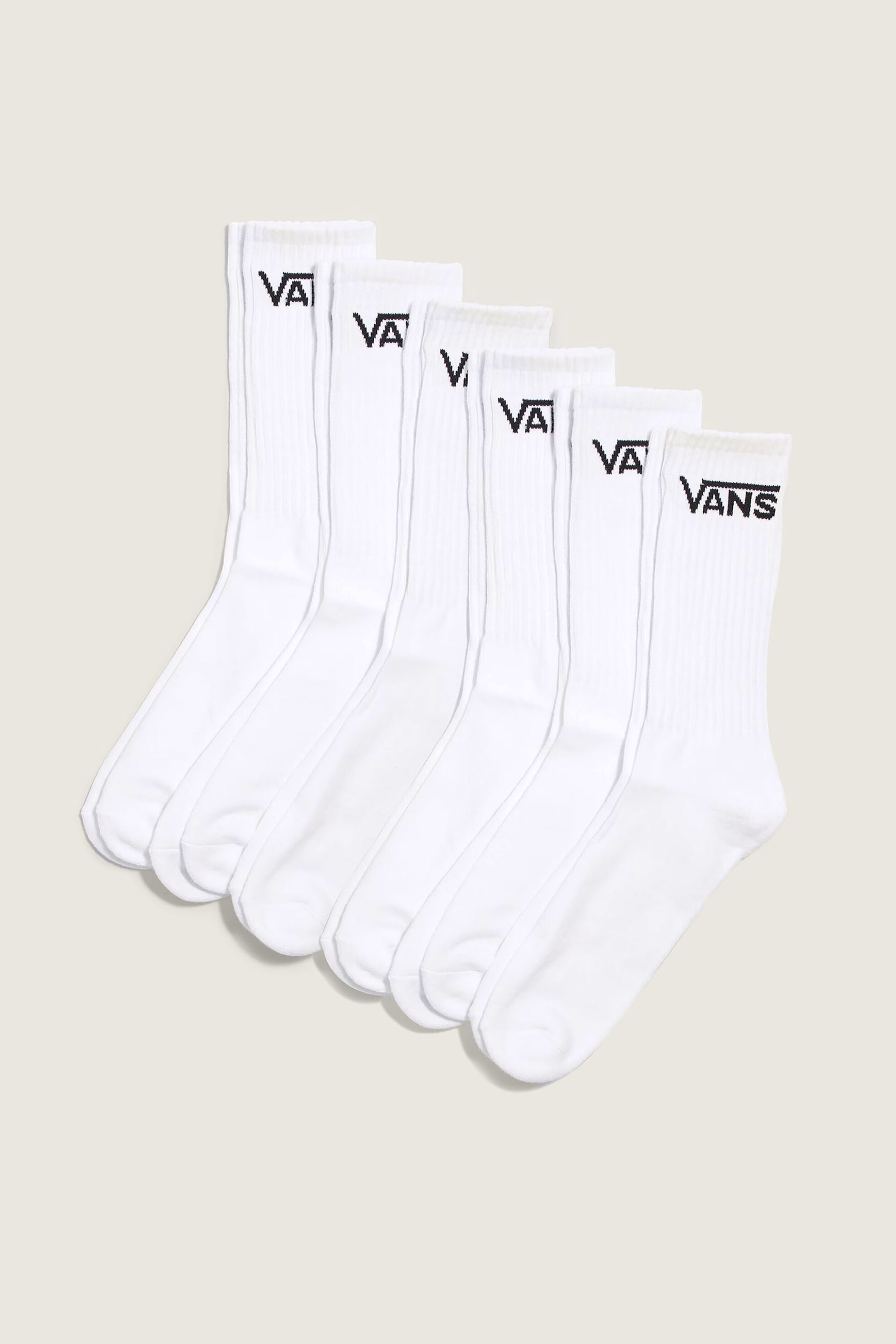 Vans unisex σετ μακριές κάλτσες με λογότυπο (6 τεμάχια) - VN000QCBWHT1 Λευκό