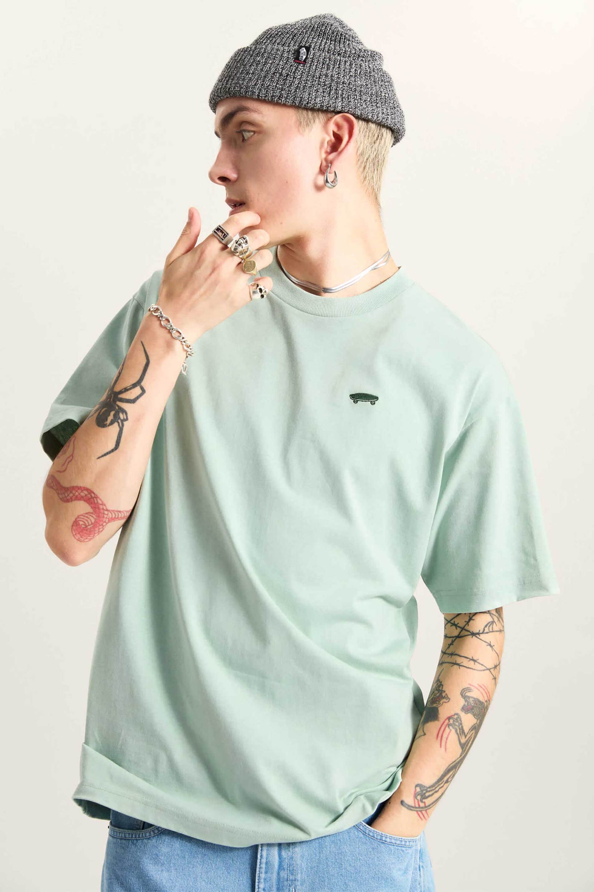 Vans ανδρικό T-shirt με κεντημένο skateboard logo Loose Fit 