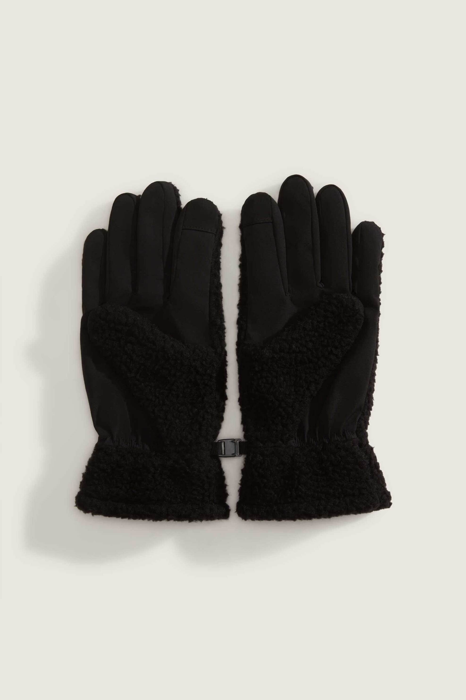 Vans unisex γάντια sherpa fleece με κεντημένο λογότυπο "Circle Bones" - VN000QCEBLK1 Μαύρο φωτογραφία