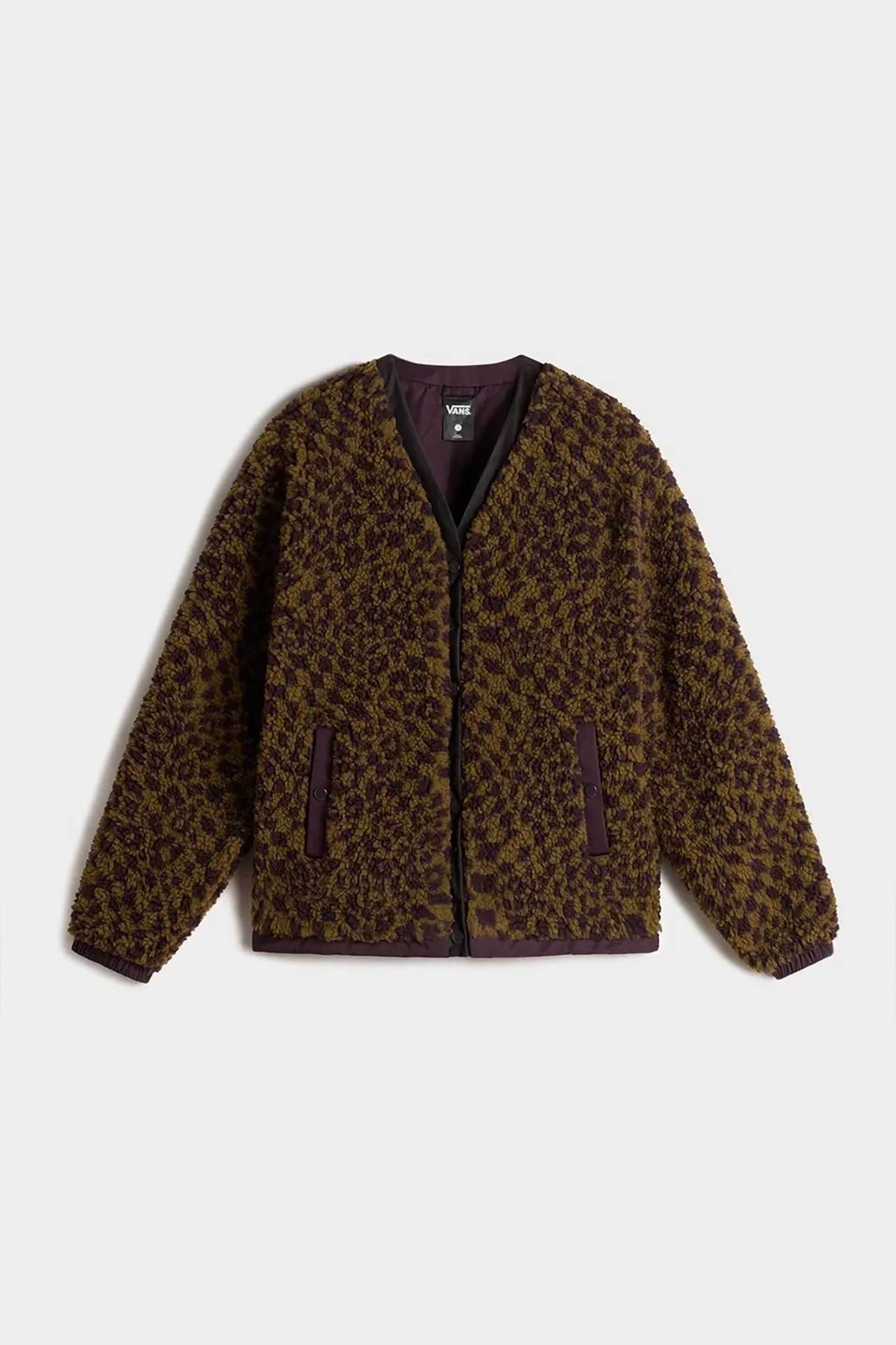 Vans γυναικείο μπουφάν διπλής όψης "Suffolk Cheetah Check Pile" - VN000Q53EMS1 Καφέ