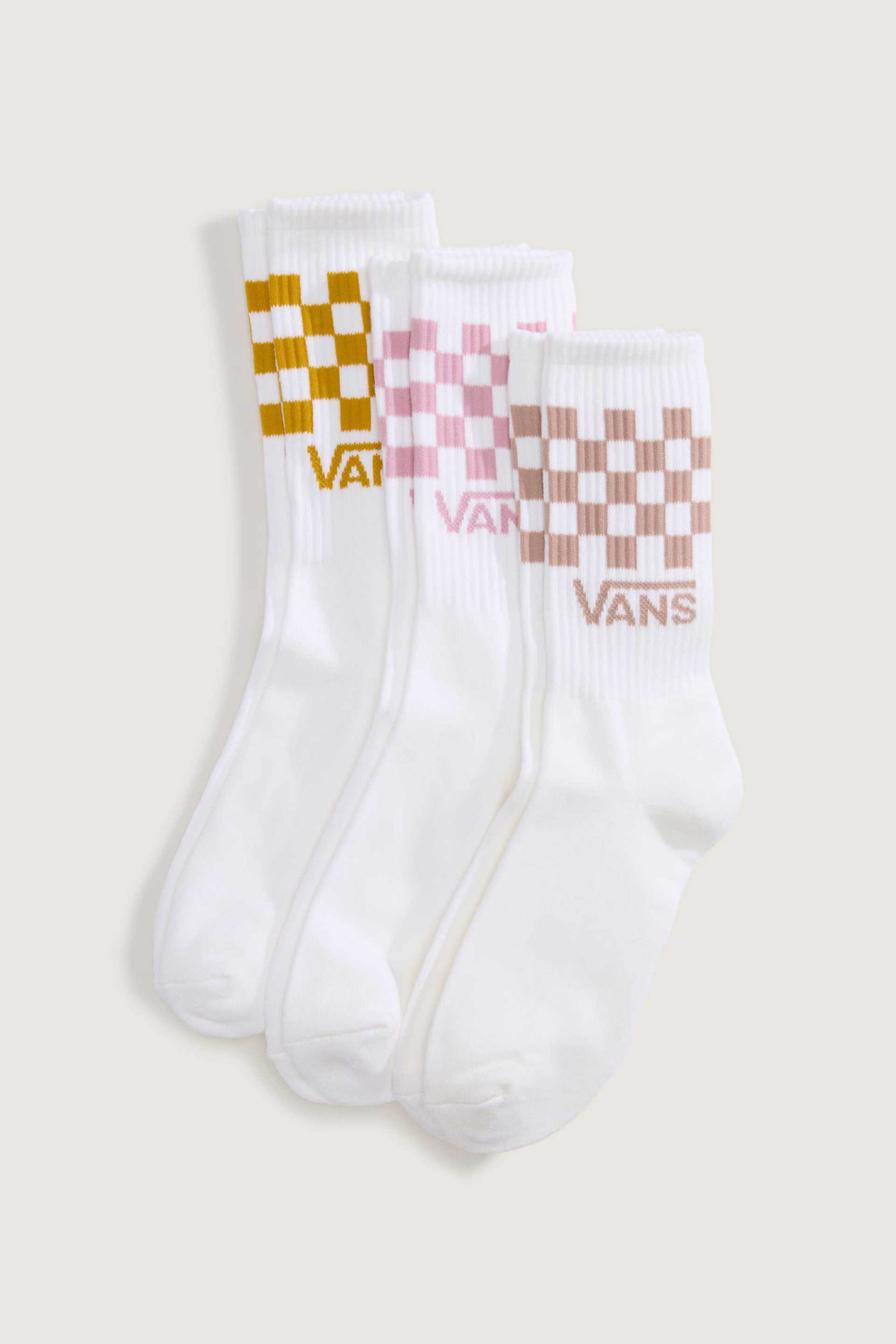 Vans σετ unisex μακριές κάλτσες με λογότυπο "Classic Check" (3 ζευγάρια) - VN000QBUEN71 Λευκό