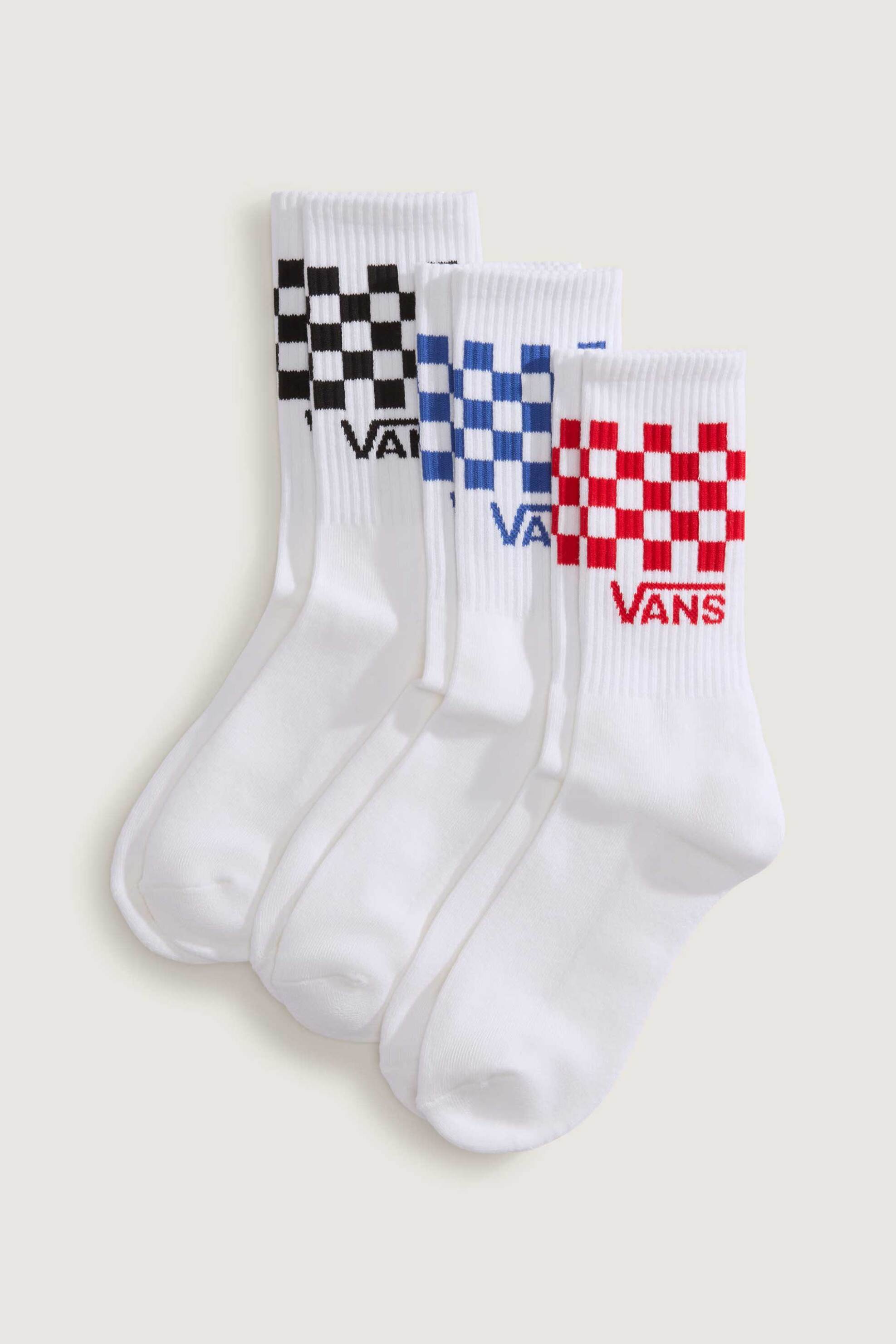 Vans σετ unisex μακριές κάλτσες με λογότυπο "Classic Check" (3 ζευγάρια) - VN000QBUWHT1 Λευκό