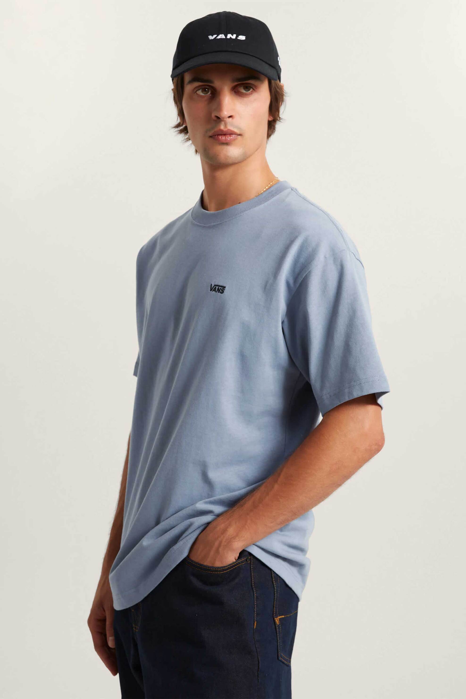Vans ανδρικό T-shirt Loose Fit "Left Chest II Logo" - VN000P1PFOI1 Γκρι Γαλάζιο