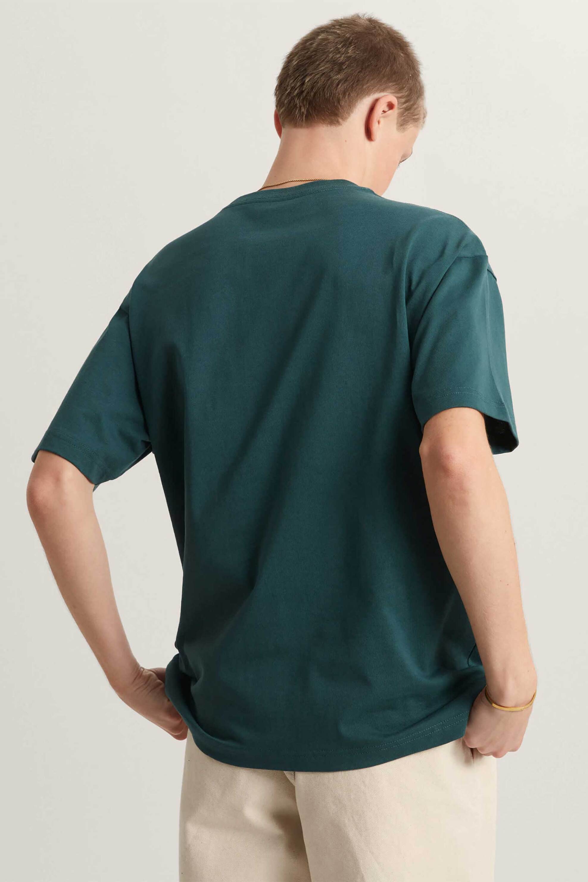 Vans Ανδρικό T-Shirt Loose Fit Left Chest Ii Logo - Vn000P1Pfrj1 Πράσινο Σκούρο