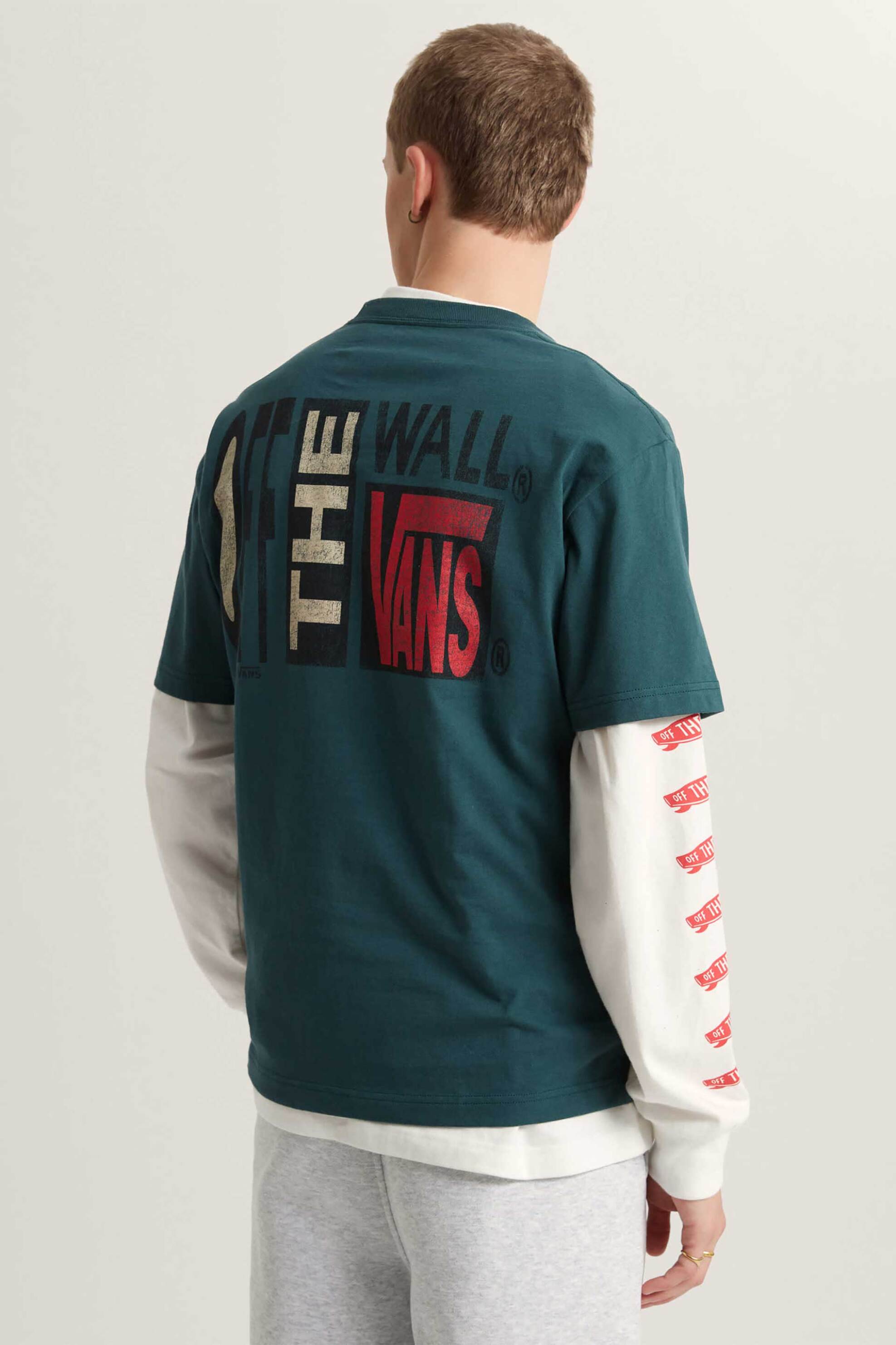 Vans Ανδρικό T-Shirt Classic Fit Stretch Stack Crackle - Vn000Swefrj1 Πράσινο Σκούρο