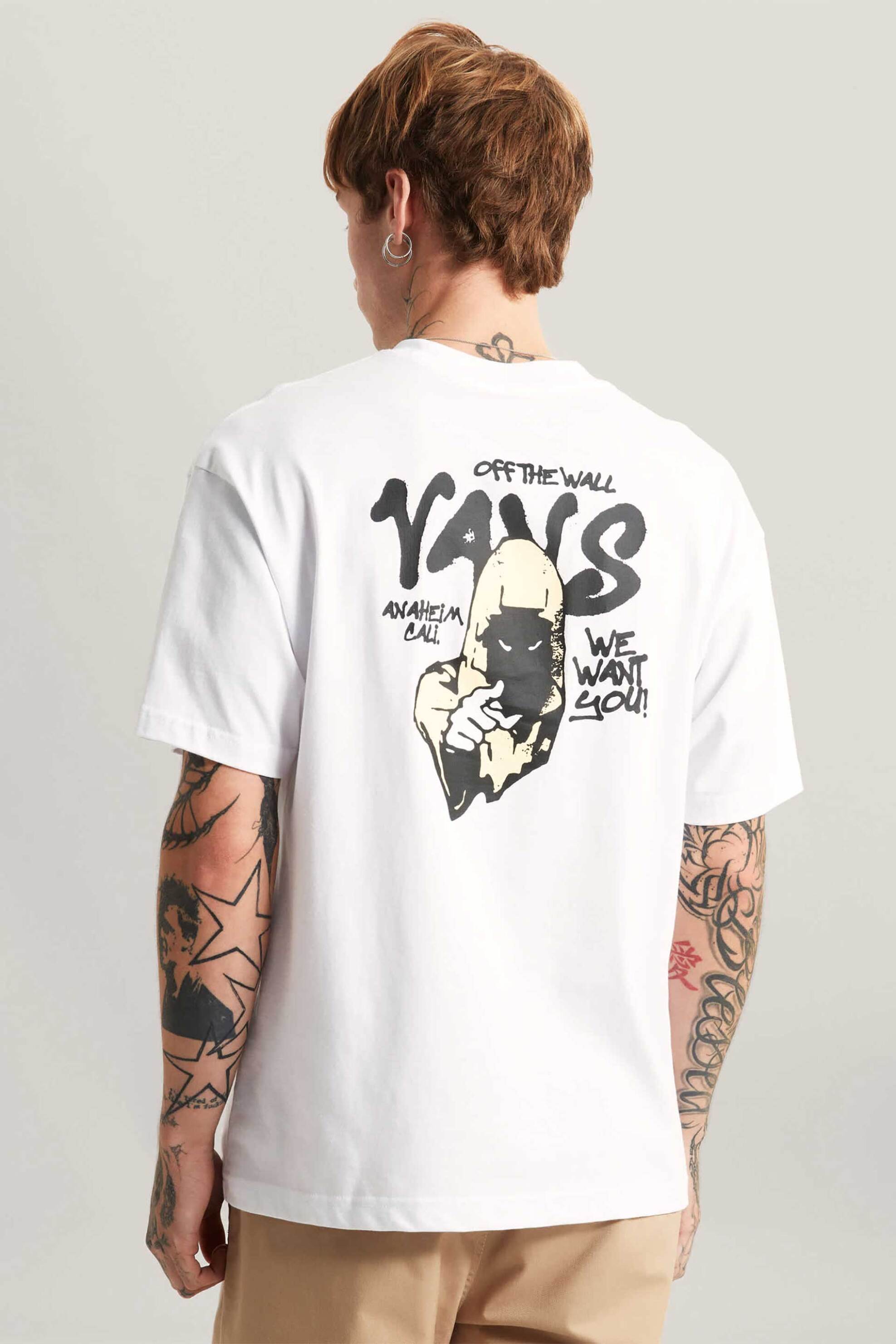 Vans Ανδρικό T-Shirt Loose Fit Reaper Sam - Vn000Vxdwht1 Λευκό