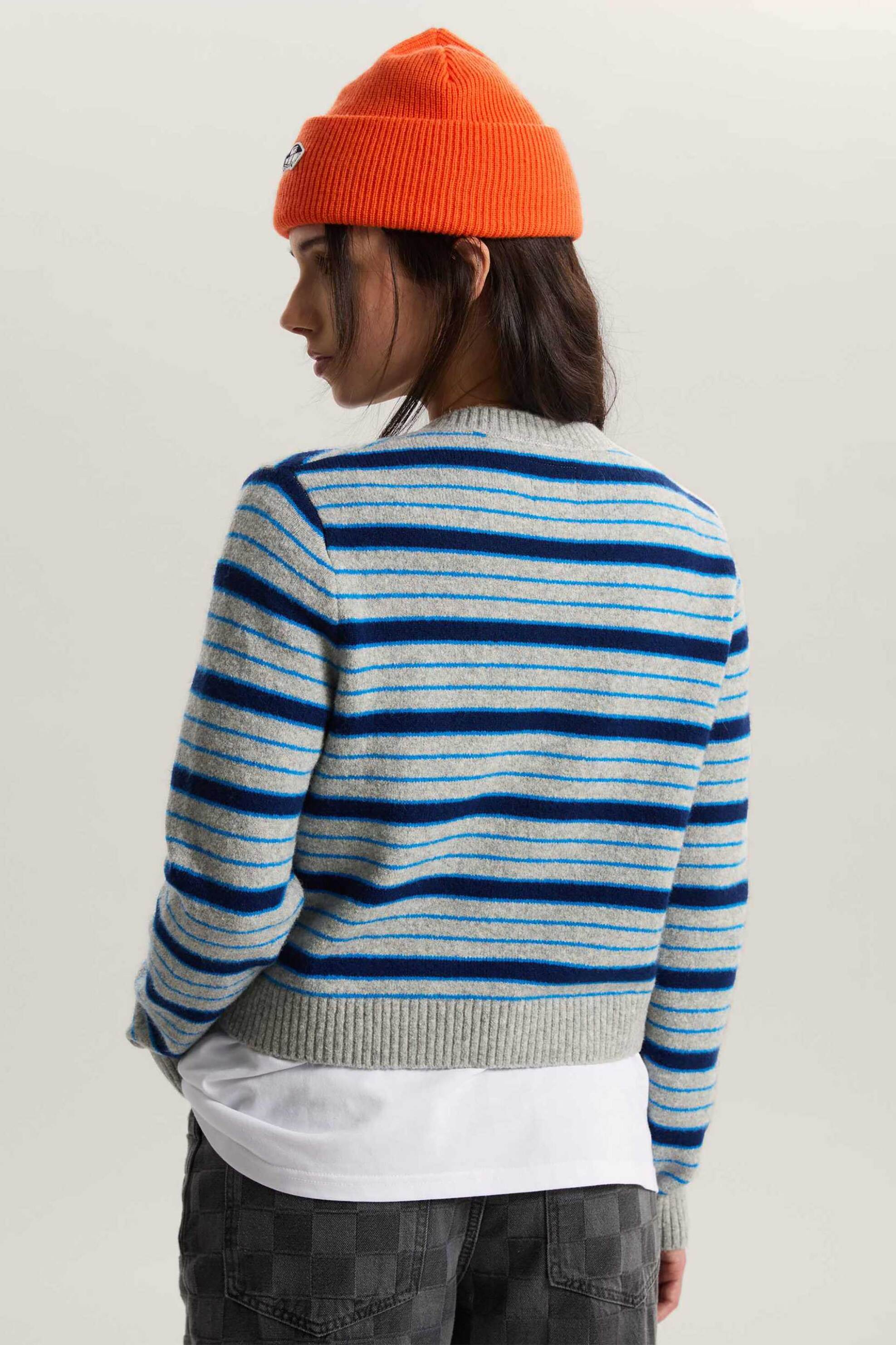 Vans Γυναικεία Πλεκτή Ζακέτα με Ριγέ Σχέδιο Loose Fit Dolly - Vn000T91Gdr1 Γκρι