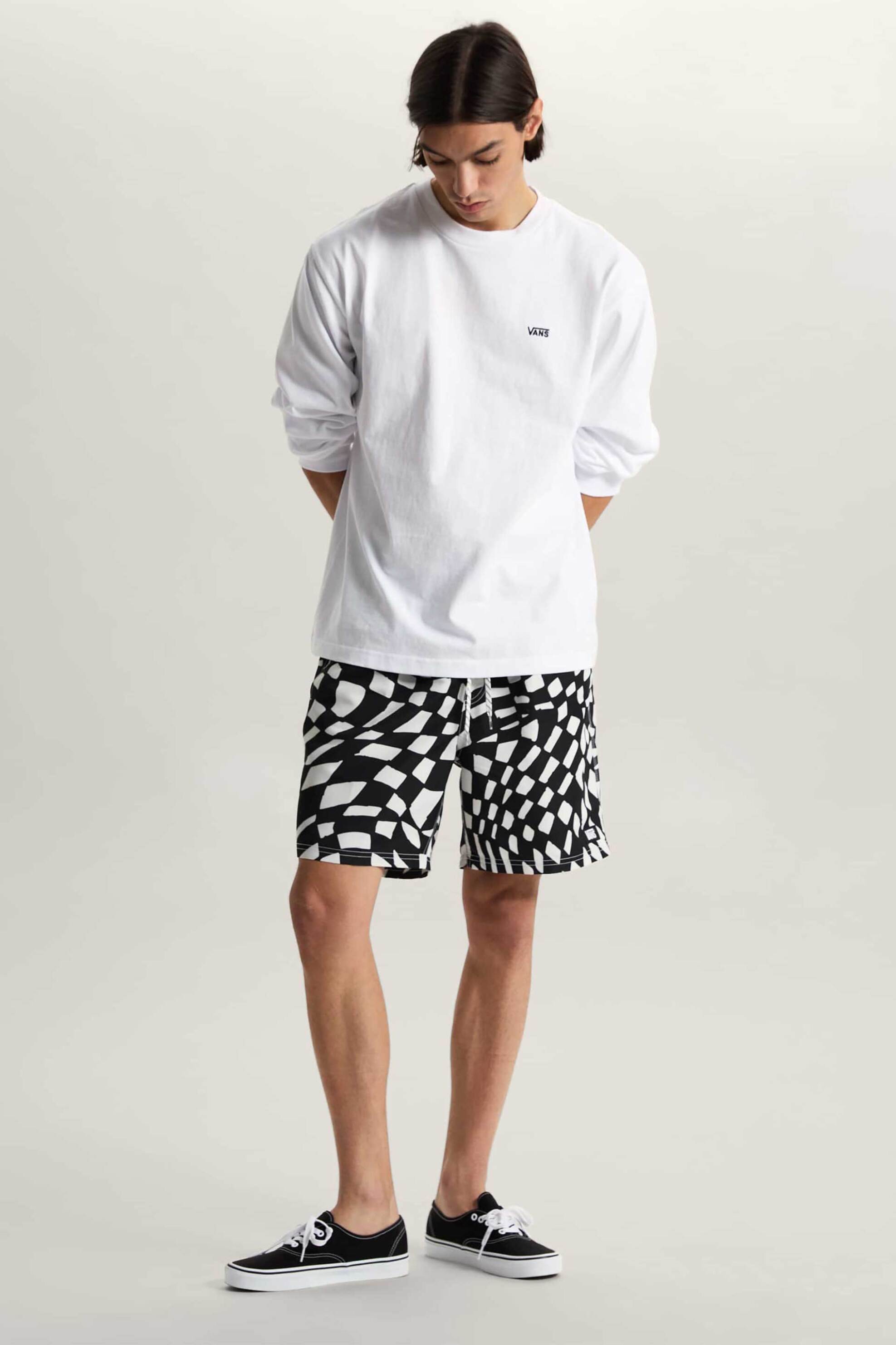 Vans ανδρικό μαγιό σορτς Relaxed Fit "Primary II" - VN000SQDY281 Ασπρόμαυρο