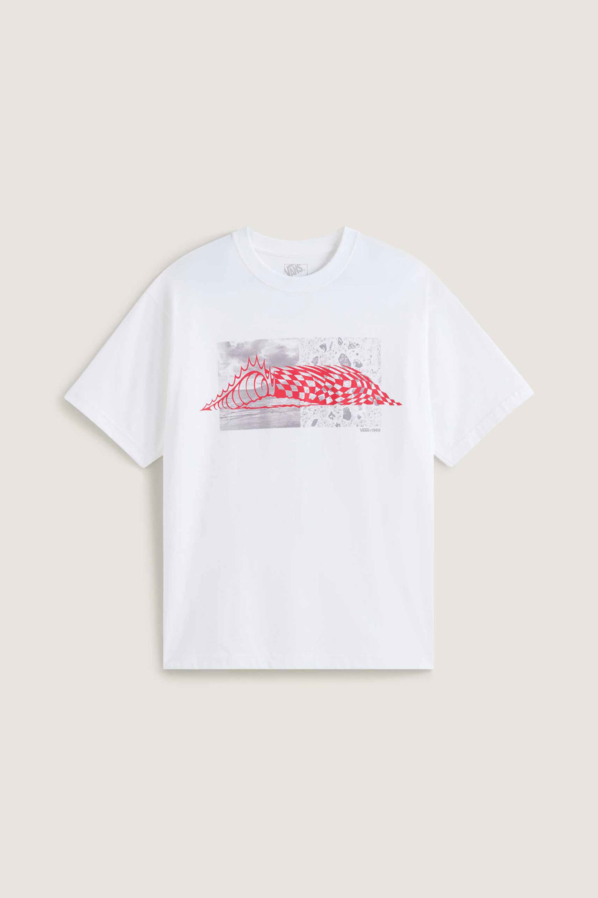 Vans Ανδρικό T-Shirt Relaxed Fit Wave Check - Vn000Tqewht1 Λευκό