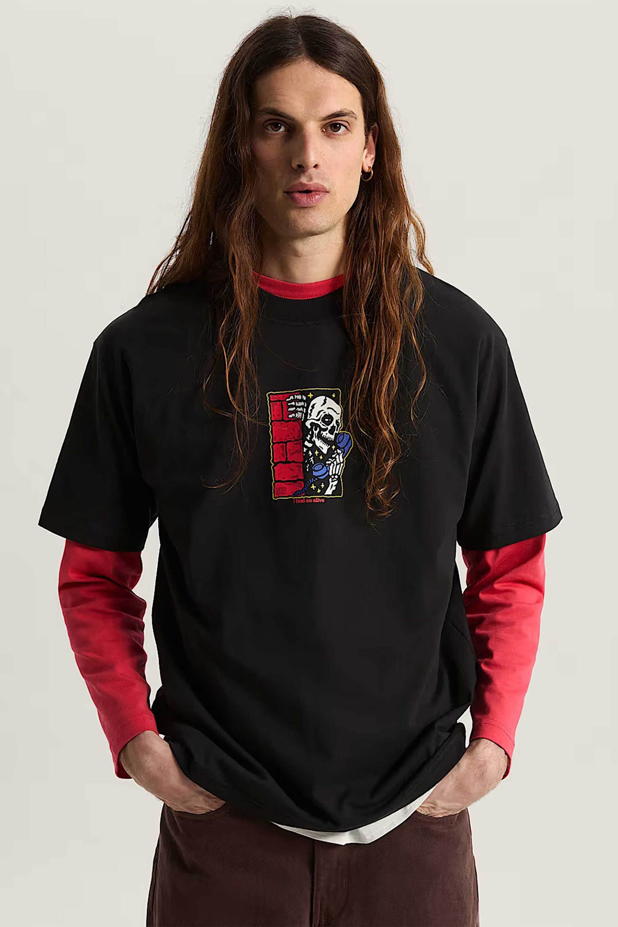 Vans ανδρικό T-shirt Classic Fit "Feel So Alive" - VN000XHSBLK1 Μαύρο