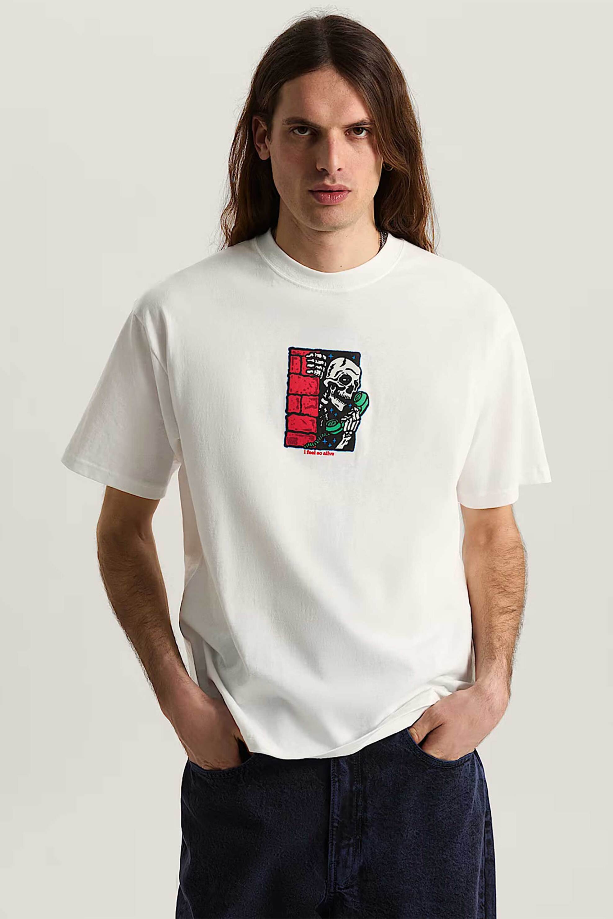 Vans ανδρικό T-shirt Classic Fit "Feel So Alive" - VN000XHSWHT1 Λευκό