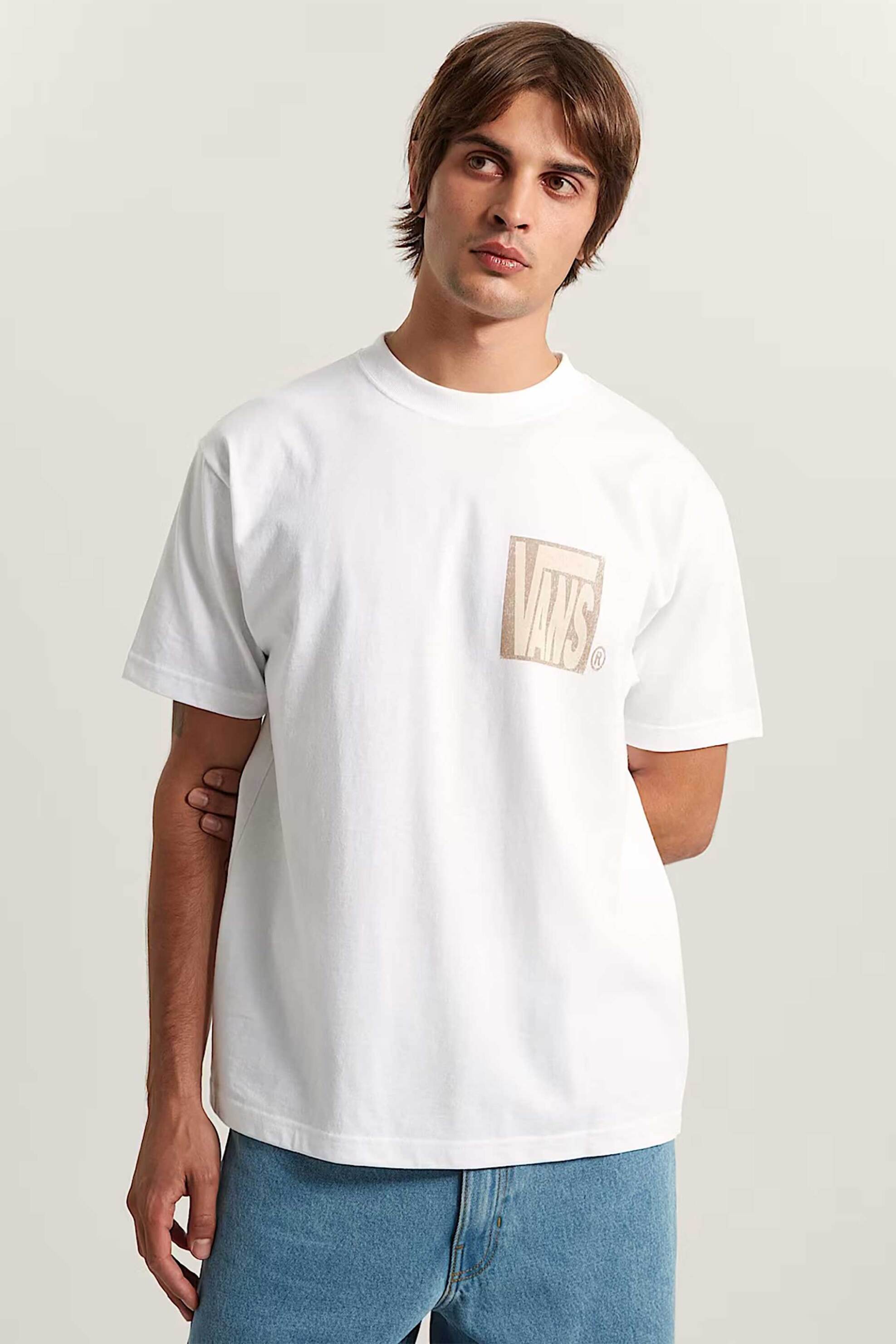 Vans ανδρικό T-shirt Classic Fit "Stretch Stack Crackle" - VN000SWEWHT1 Λευκό