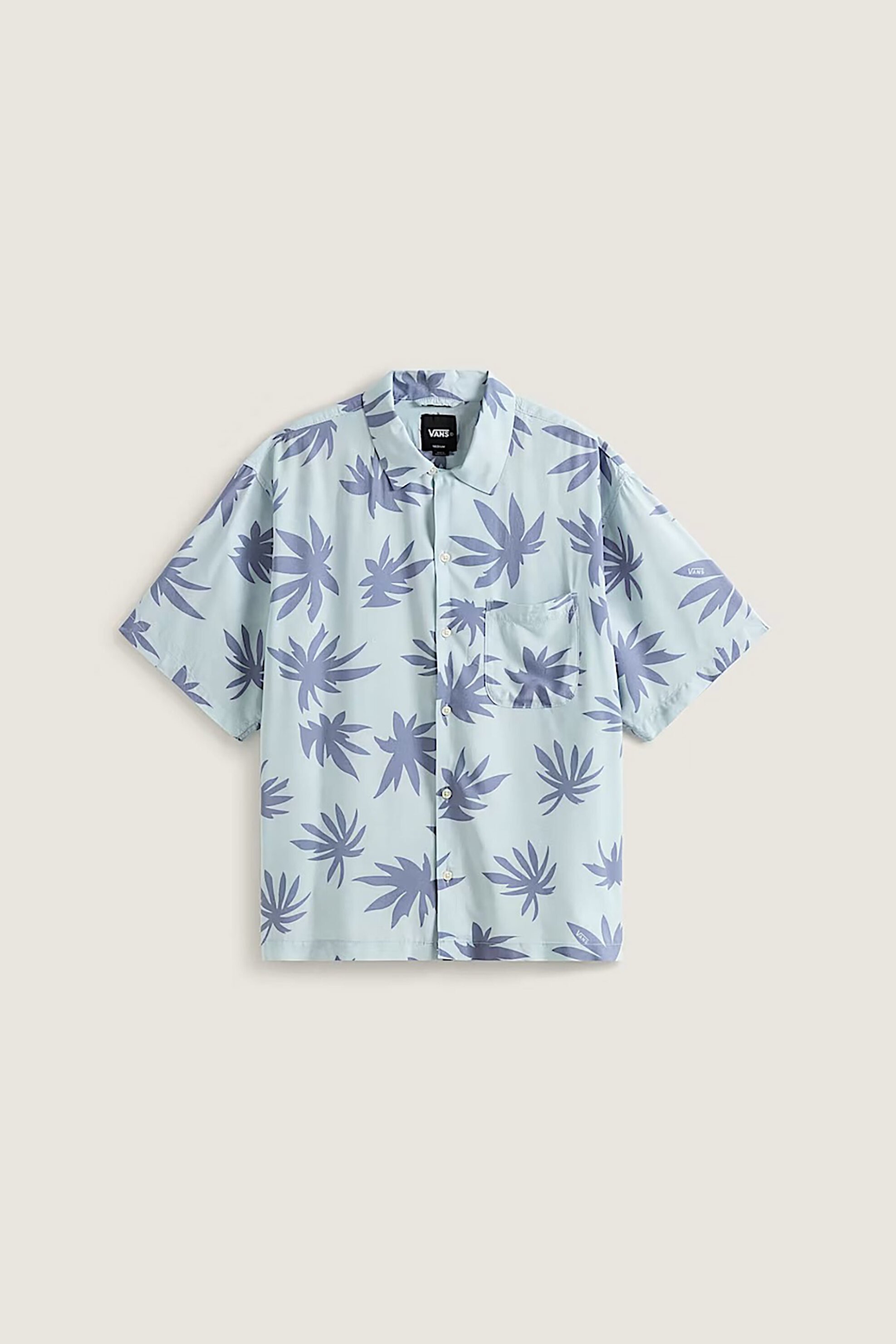 Vans ανδρικό κοντομάνικο πουκάμισο Loose Fit "Van Doren Printed Camp" - VN000VTKFOA1 Σιελ