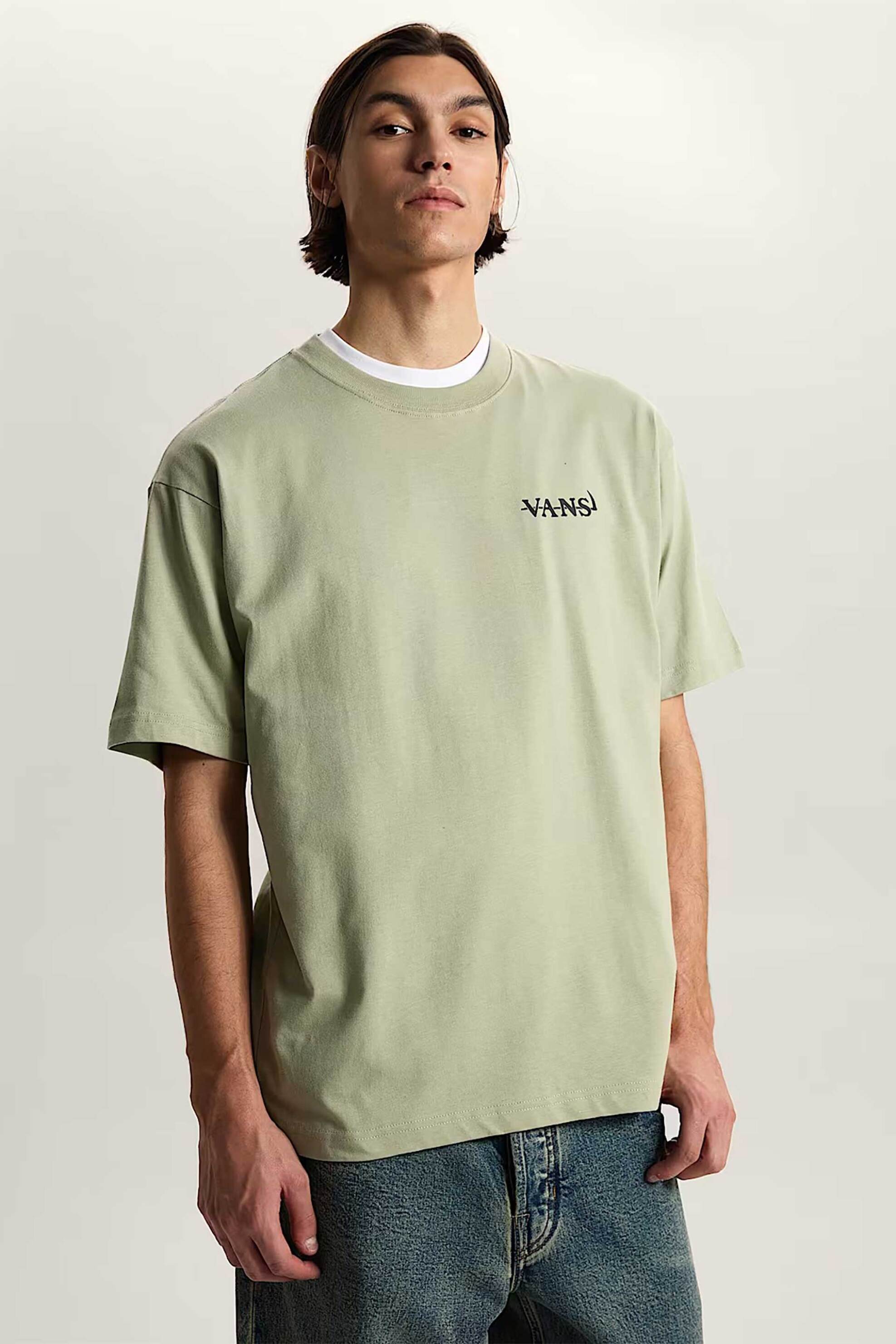 Vans ανδρικό T-shirt Loose Fit "All & Nought" - VN000VY9FSG1 Πράσινο Μπεζ