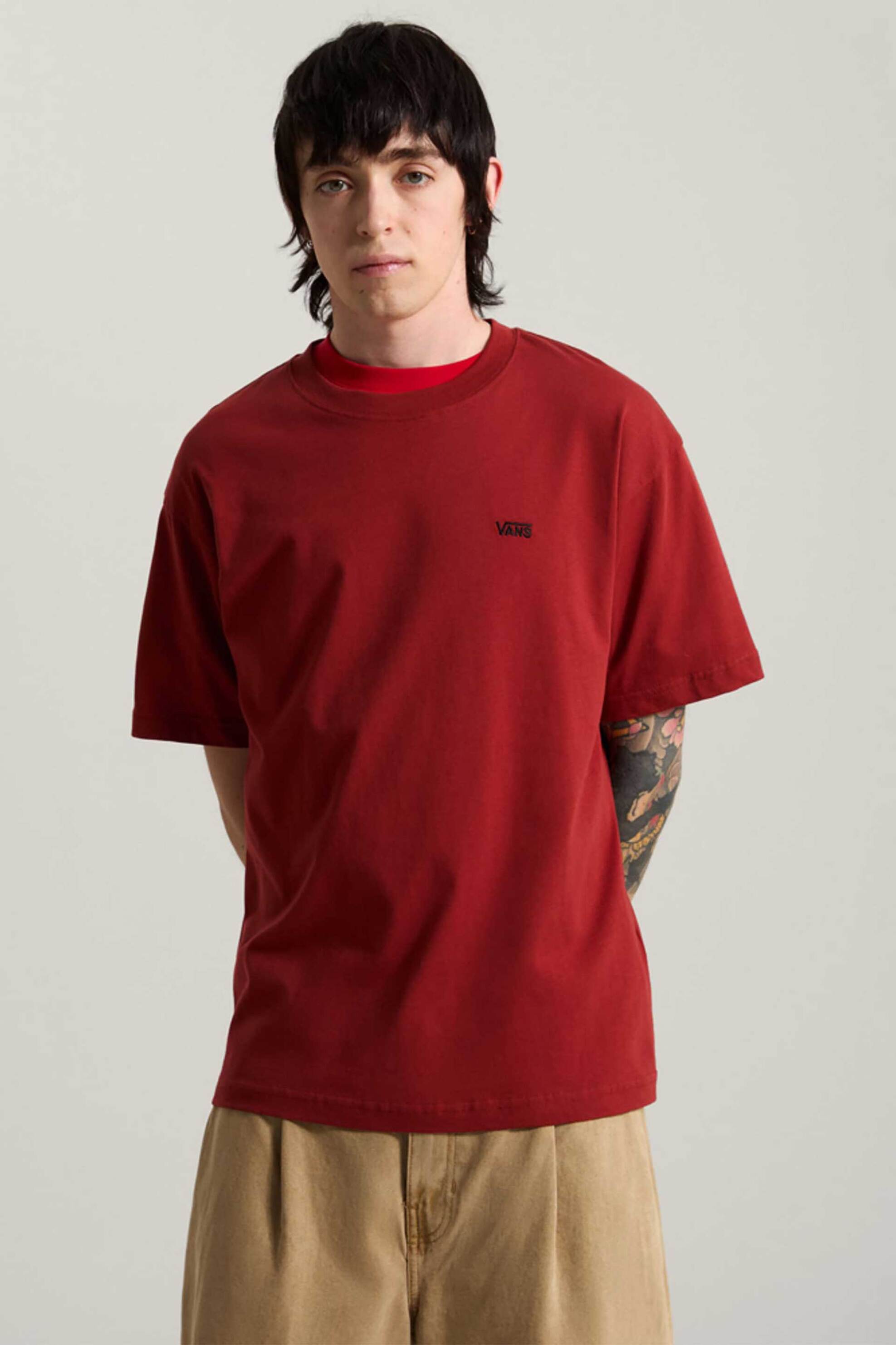 Vans ανδρικό T-shirt Loose Fit "Left Chest II" - VN0010FFH891 Μπορντό