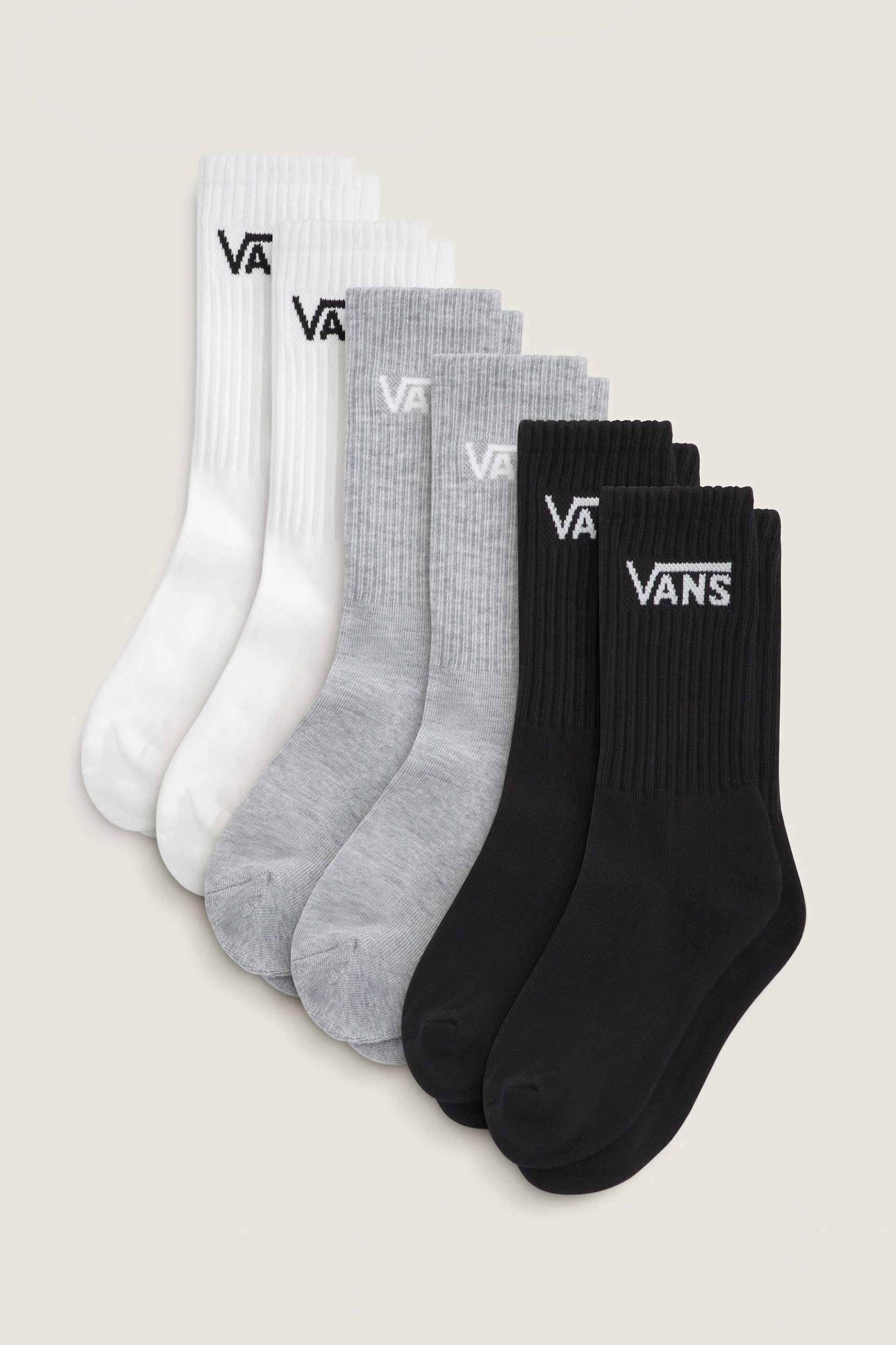Vans σετ unisex μακριές κάλτσες "Classic Crew" (3 ζευγάρια) - VN000QCBCNC1 Ασπρόμαυρο