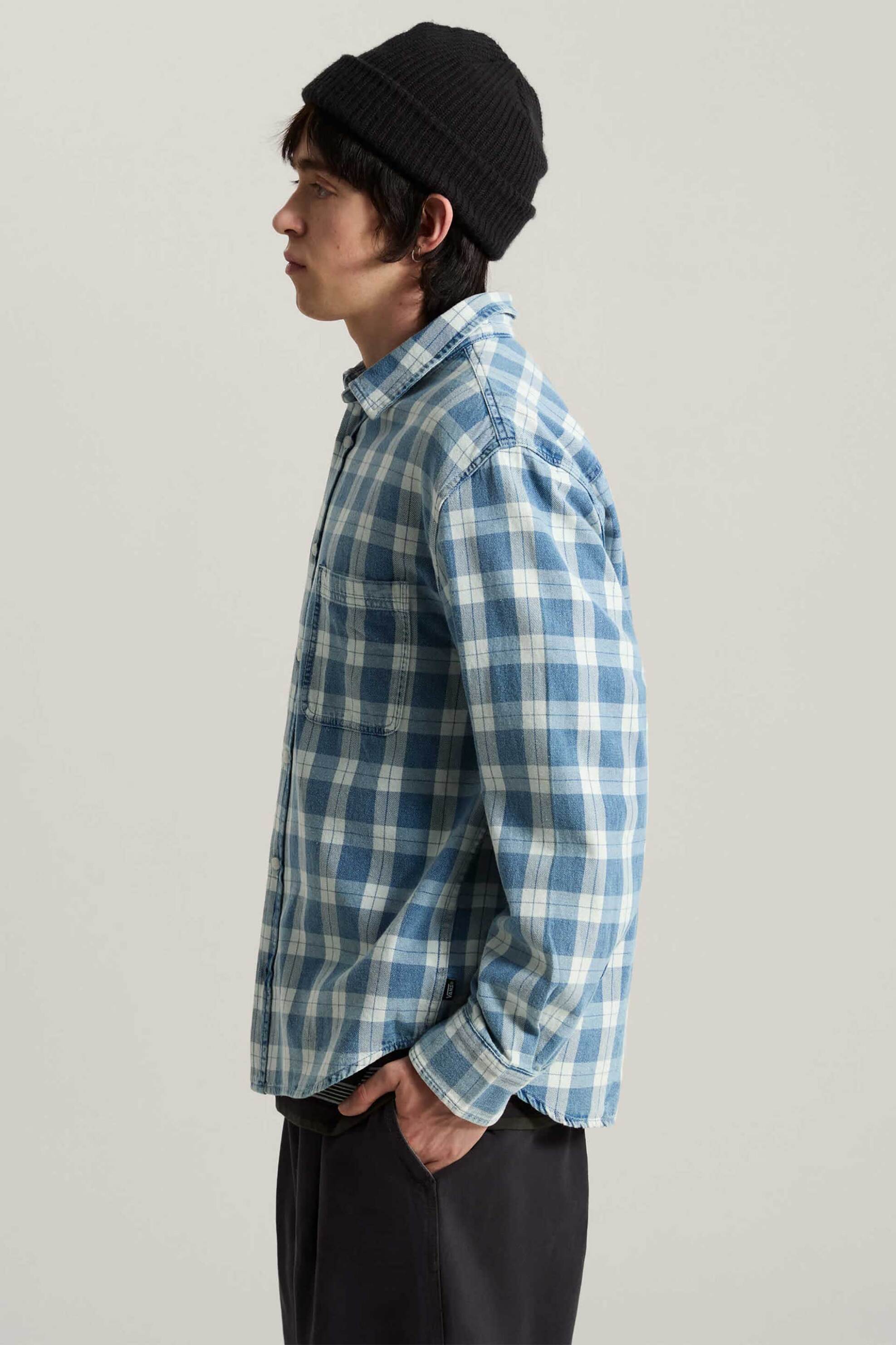 Vans Ανδρικό Πουκάμισο Καρό με Τσέπη Relaxed Fit Lawson - Vn000U56Hec1 Μπλε
