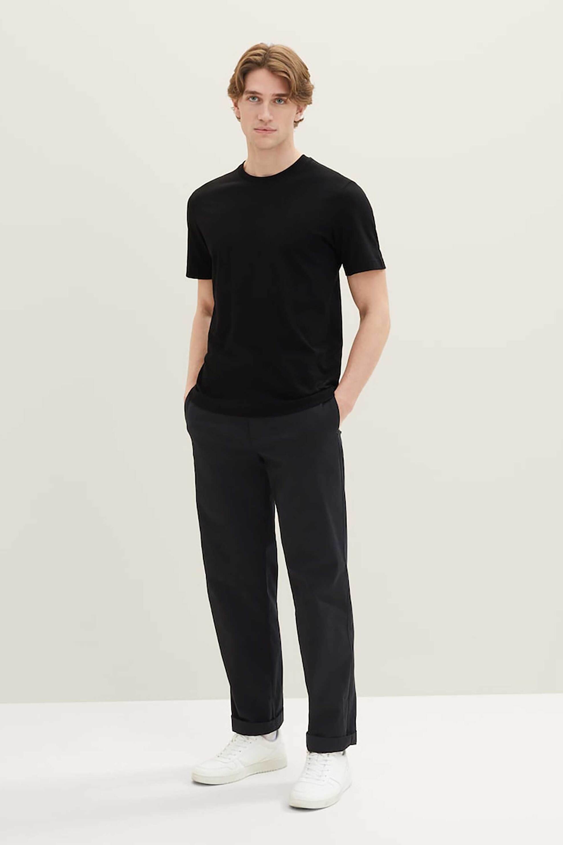 Tom Tailor σετ ανδρικά μονόχρωμα T-shirts Regular Fit (2 τεμάχια) - 1037741 Μαύρο φωτογραφία