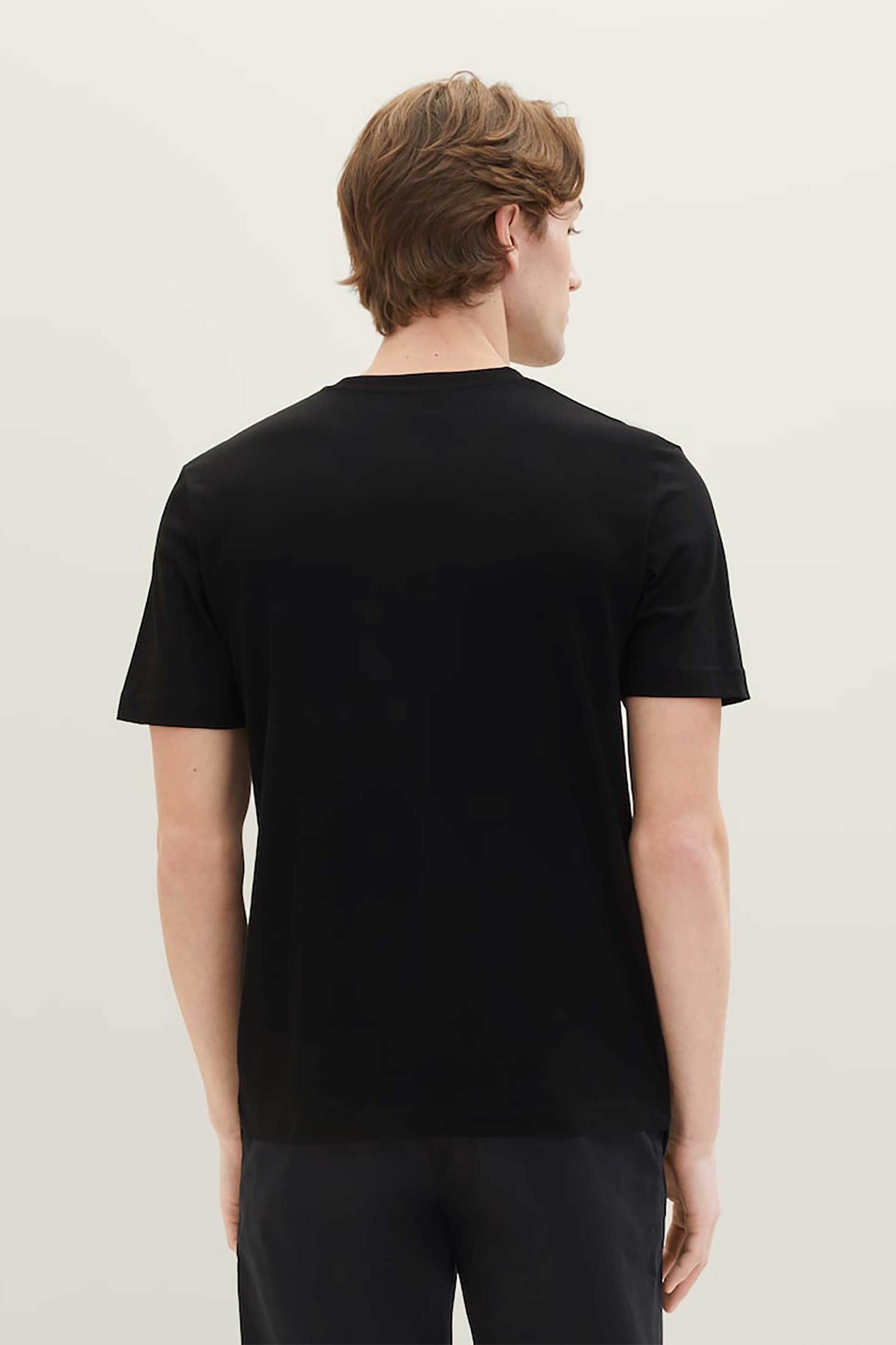 Tom Tailor σετ ανδρικά μονόχρωμα T-shirts Regular Fit (2 τεμάχια) - 1037741 Μαύρο φωτογραφία