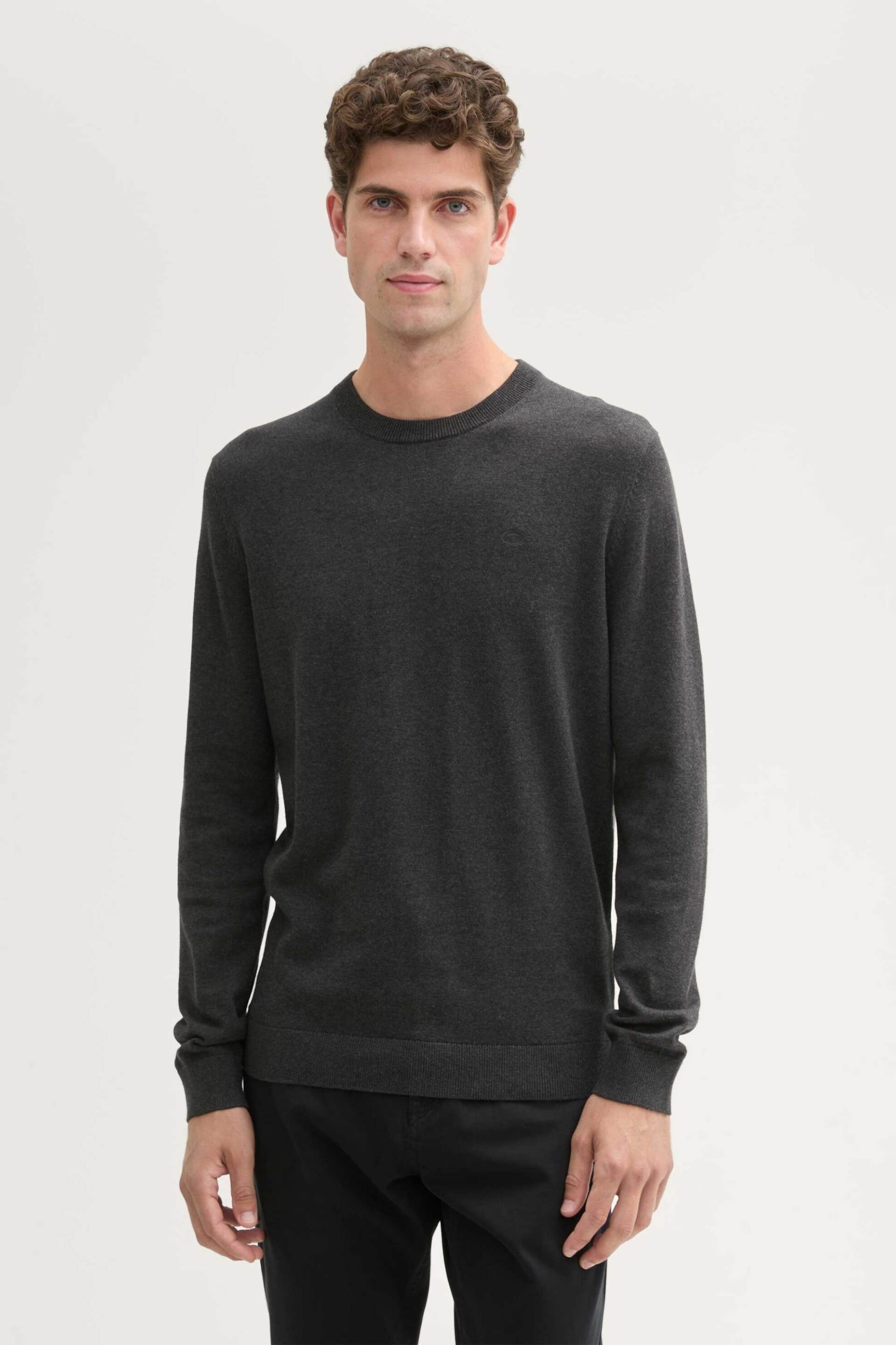 Tom Tailor ανδρικό πουλόβερ μονόχρωμο Regular Fit - 1038426 Ανθρακί