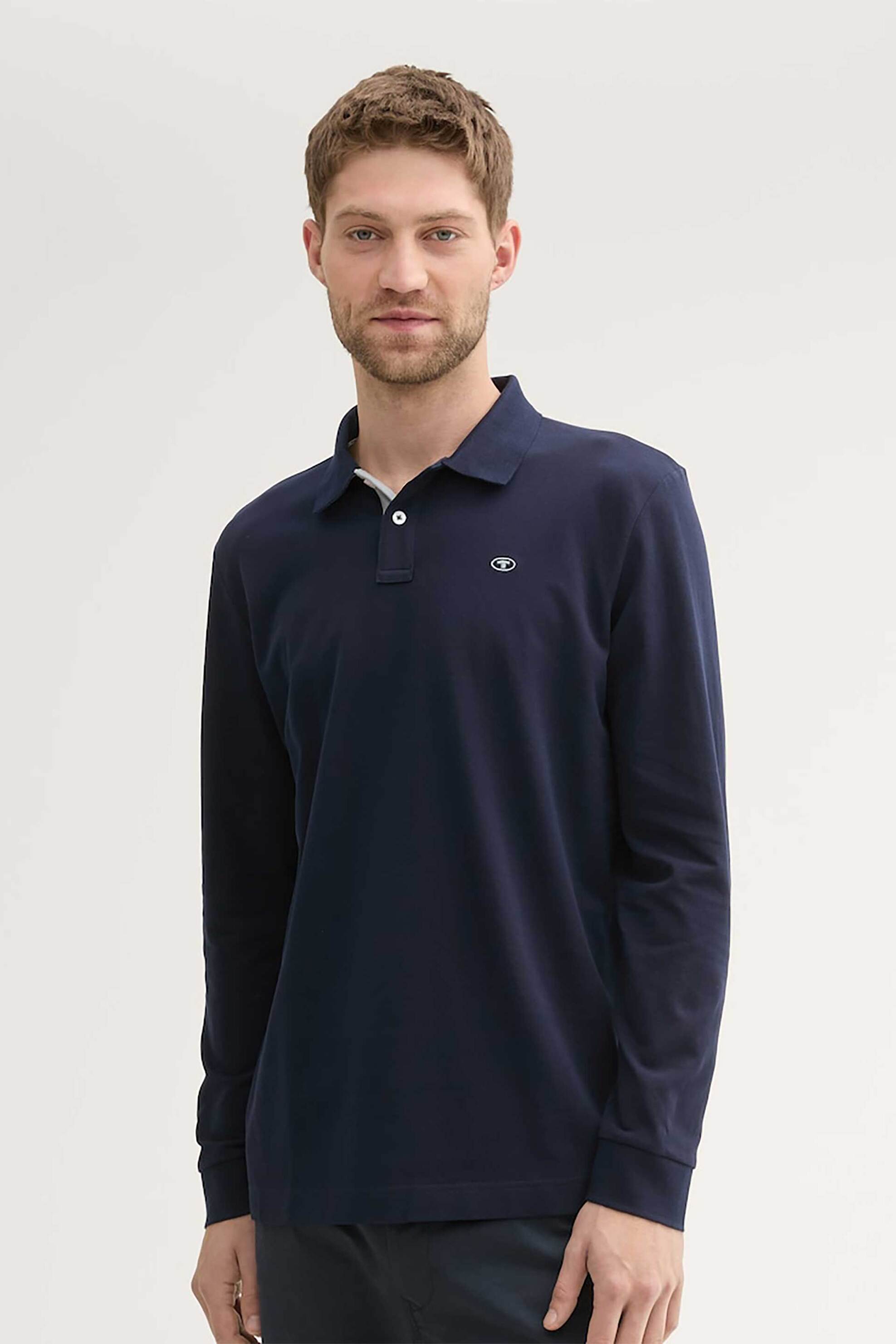 Tom Tailor ανδρική μπλούζα πόλο με monogram Regular Fit - 1043278 Μπλε Σκούρο
