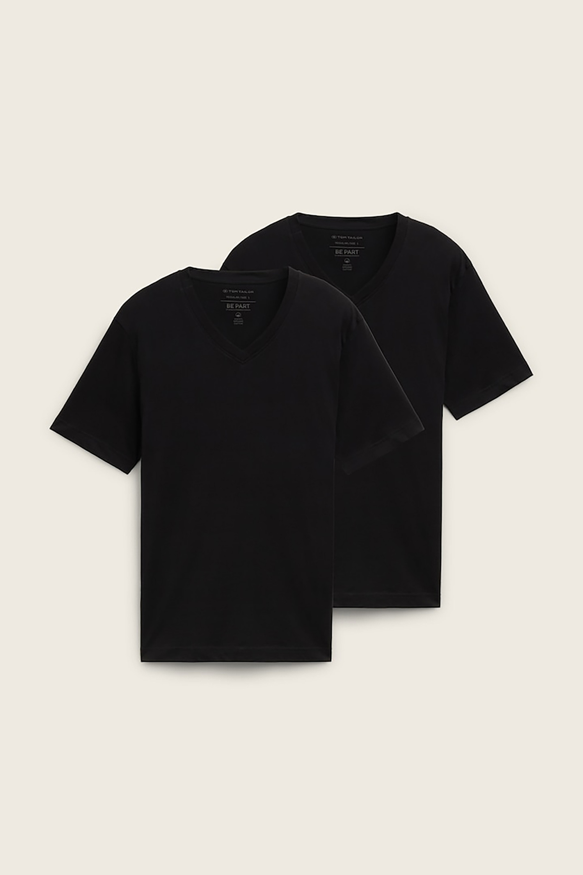 Tom Tailor σετ ανδρικά T-shirt μονόχρωμα με v λαιμόκοψη (2 τεμάχια) - 1037738 Μαύρο φωτογραφία