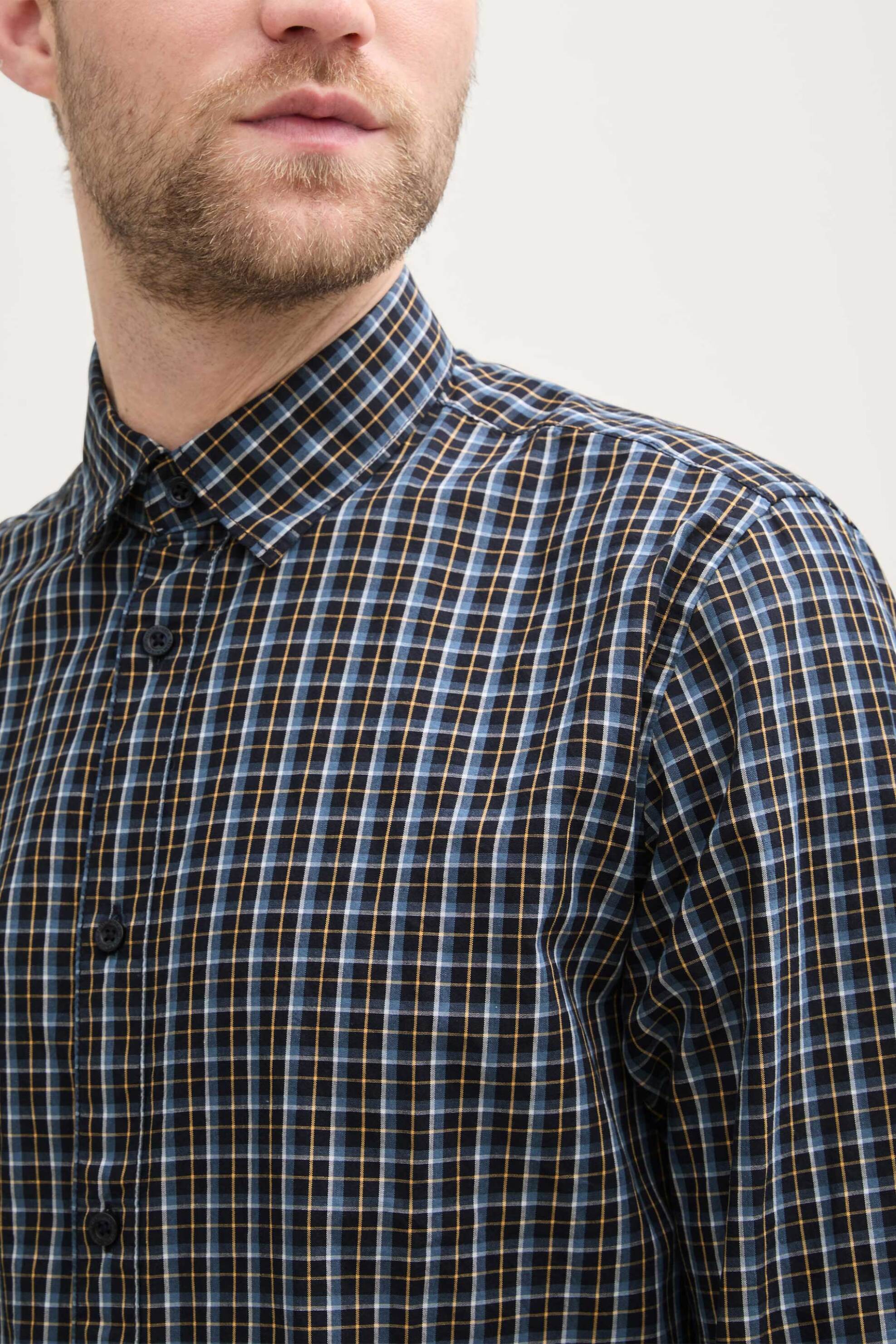 Tom Tailor ανδρικό πουκάμισο με καρό σχέδιο Regular Fit - 1045079 Μπλε Σκούρο φωτογραφία
