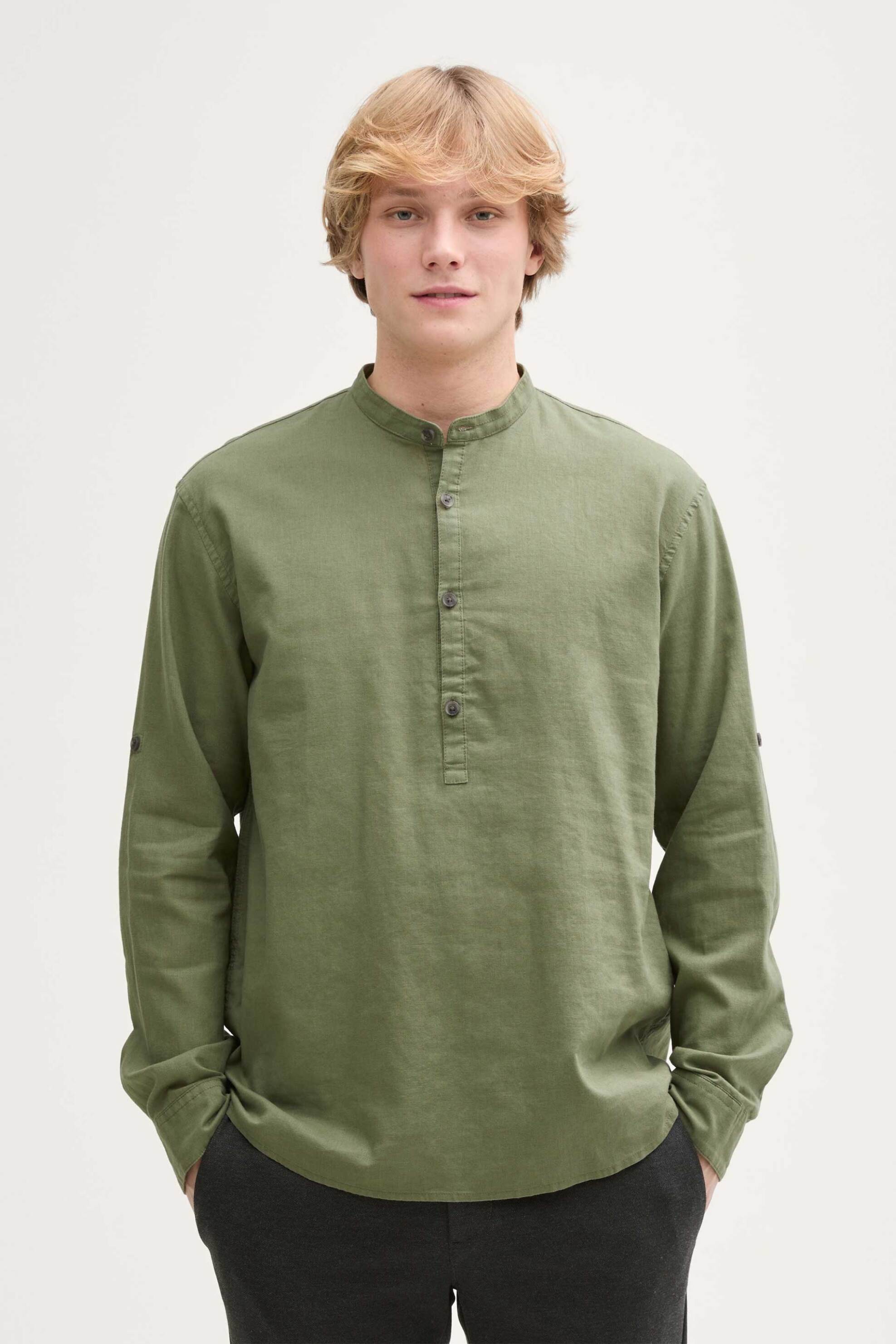 TOM TAILOR Tom Tailor ανδρική μπλούζα henley Relaxed Fit - 1045187 Λαδί